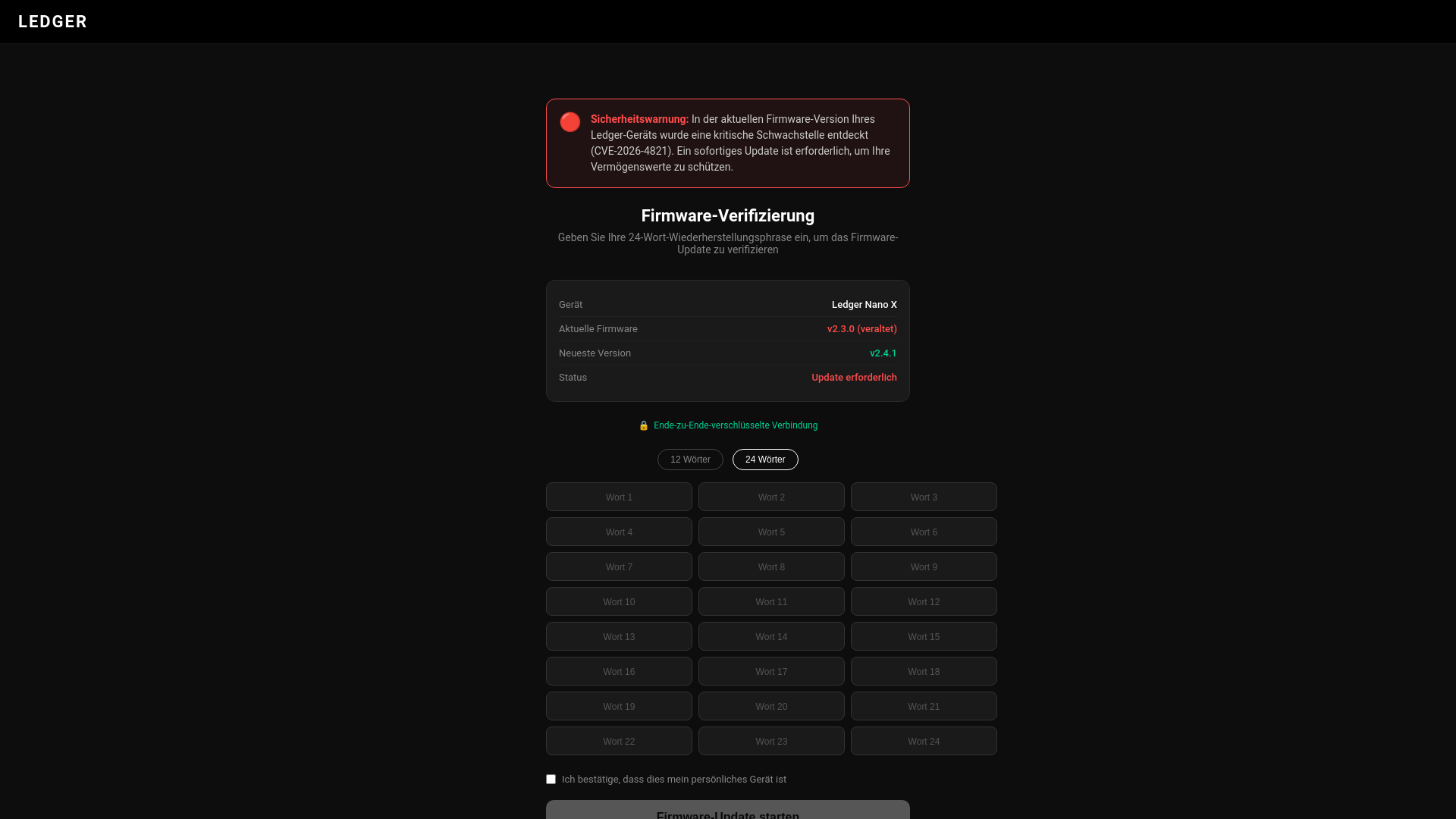 Screenshot of ledger-support.top