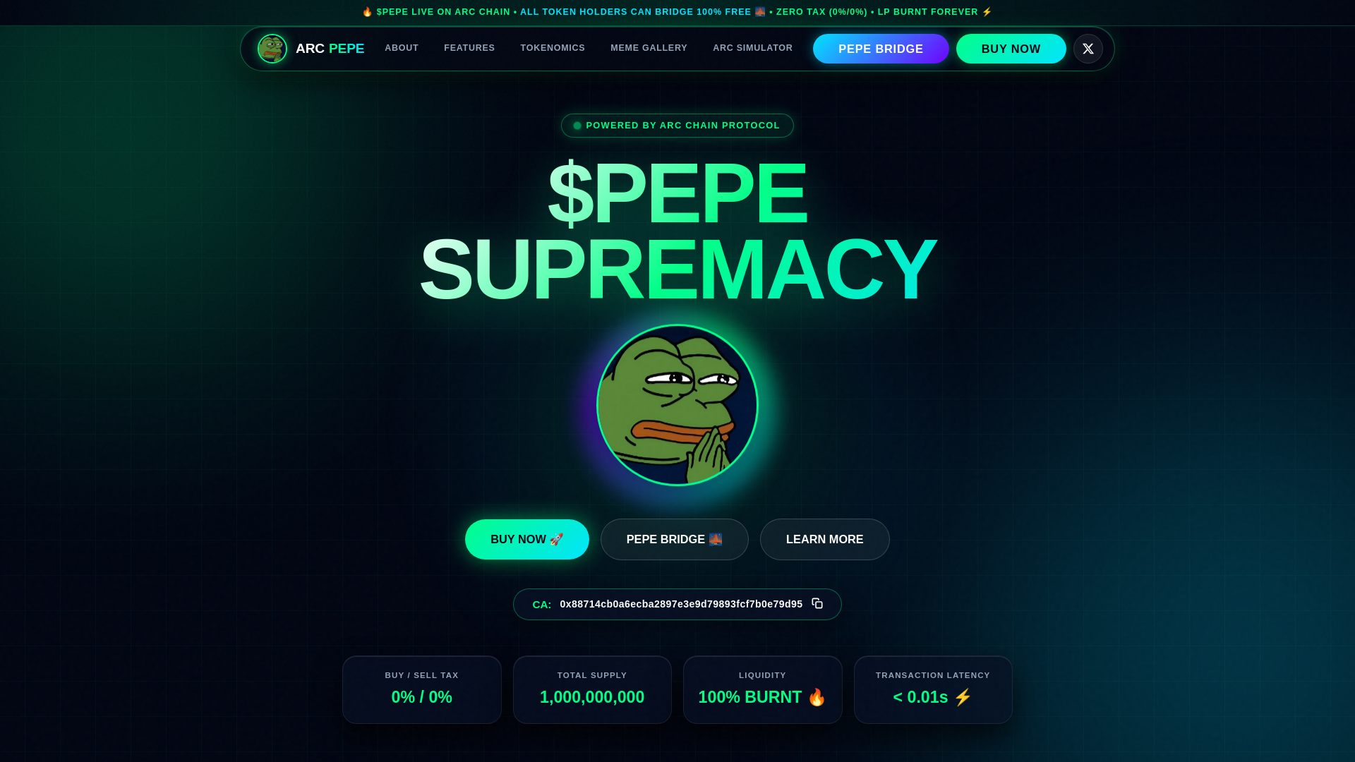 Screenshot of arcpepe.xyz
