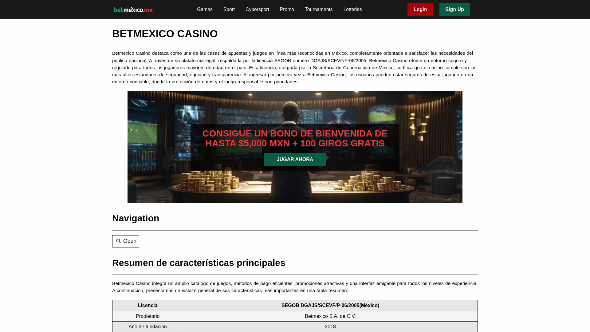 Screenshot of betmexicocasino.com.mx