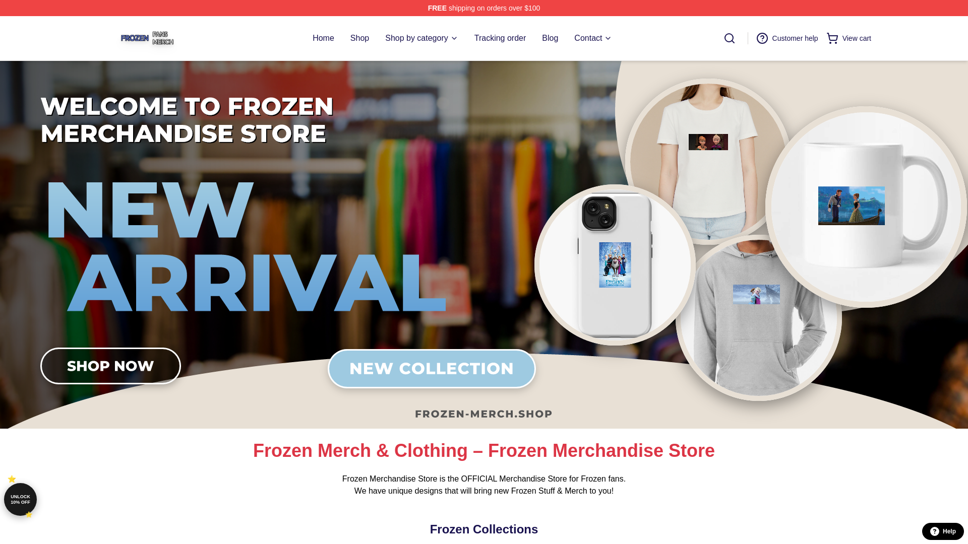 Screenshot of frozen-merch.shop