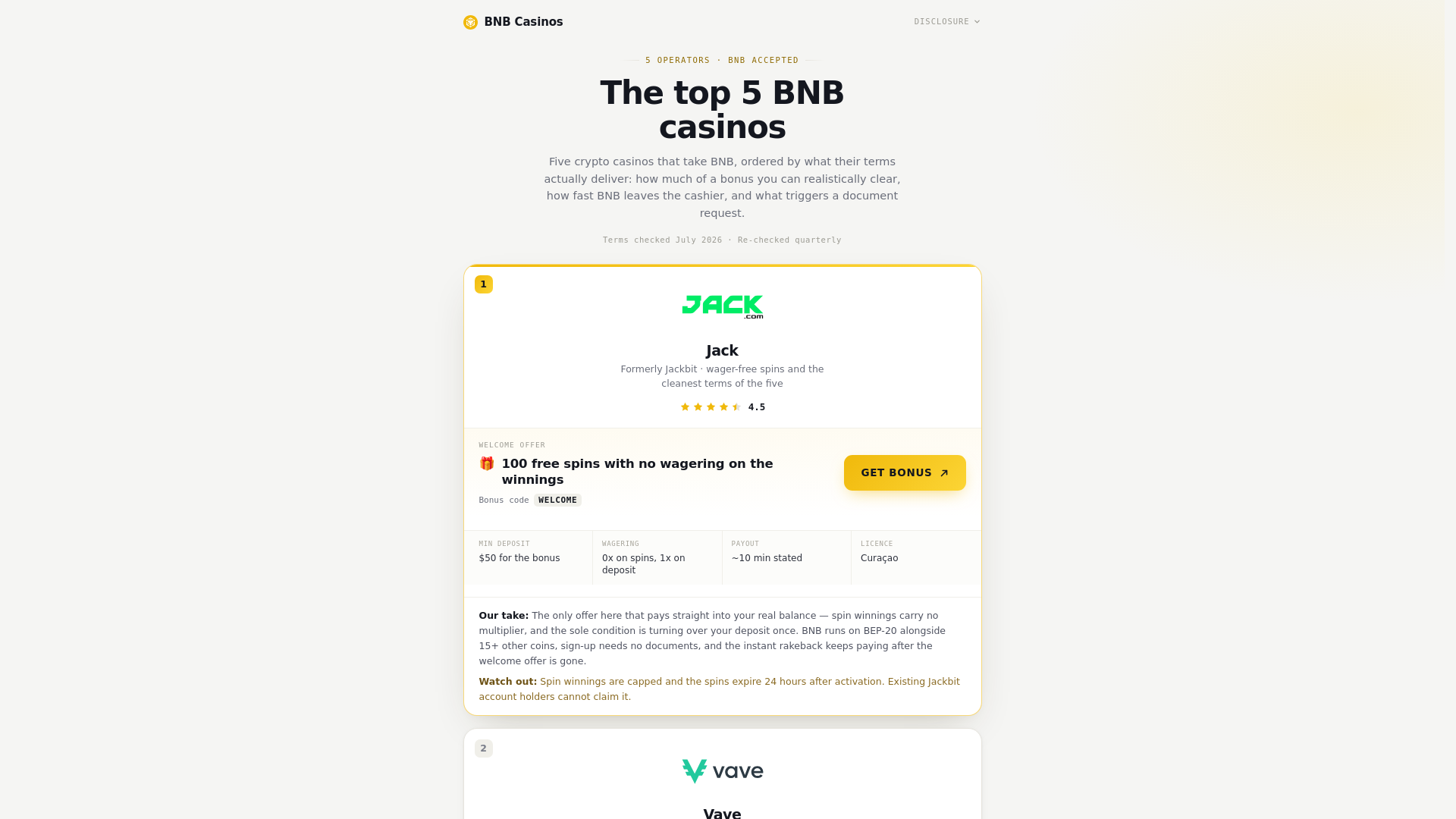 Screenshot of bnb-casinos.net