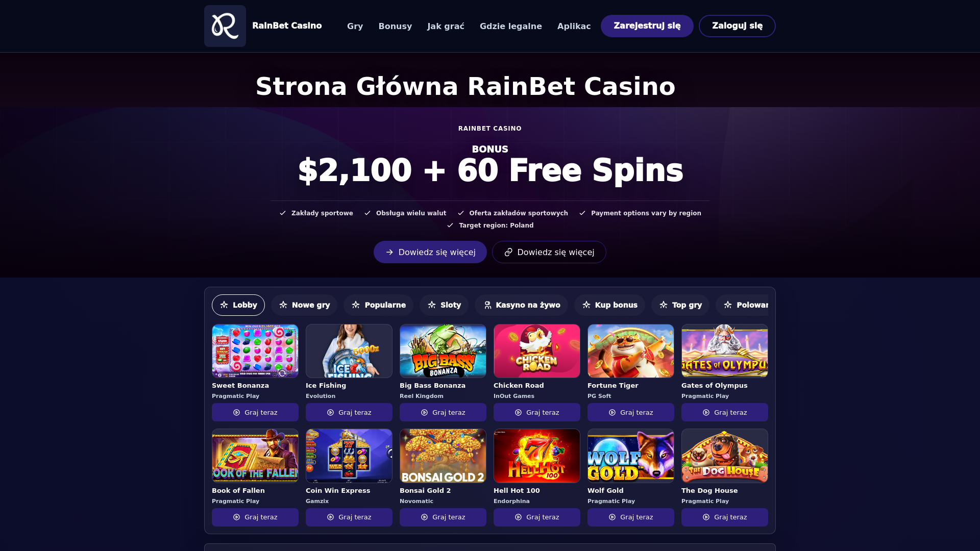 Screenshot of pl-rainbet.com