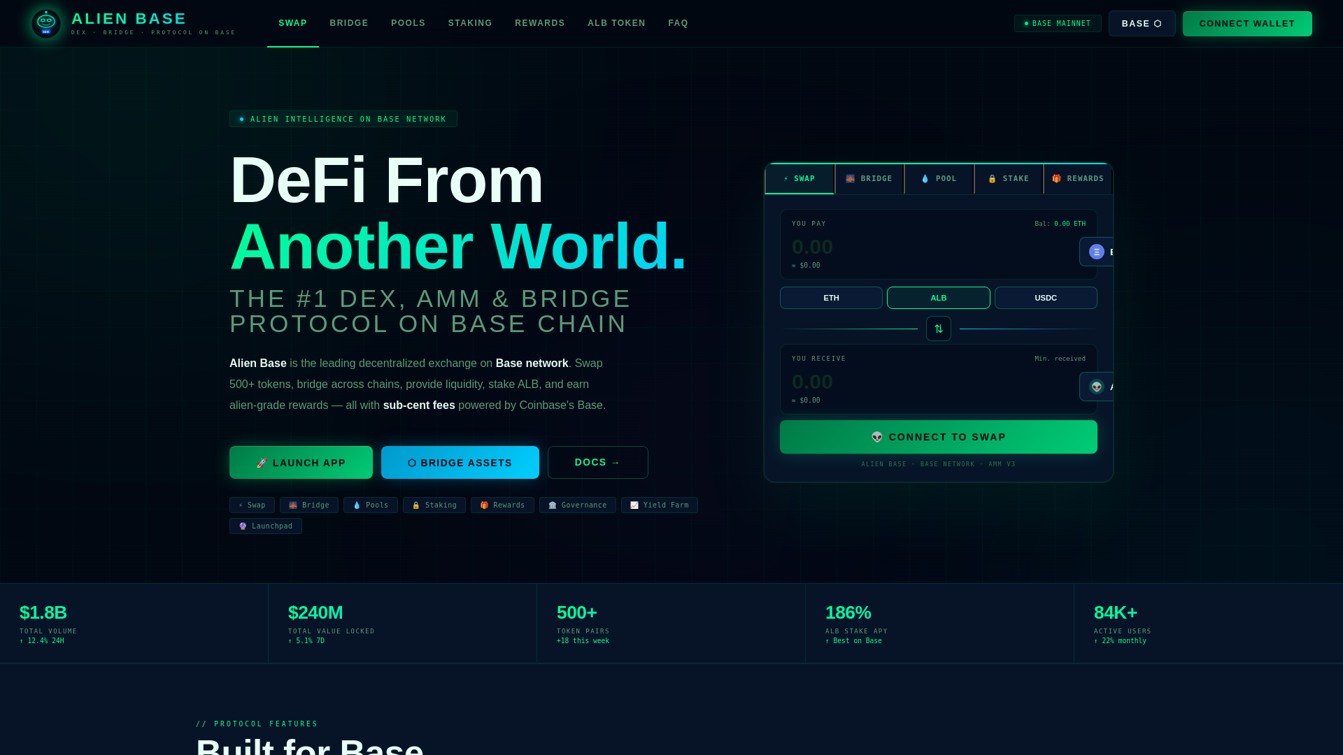 Screenshot of dex-alienbase.com