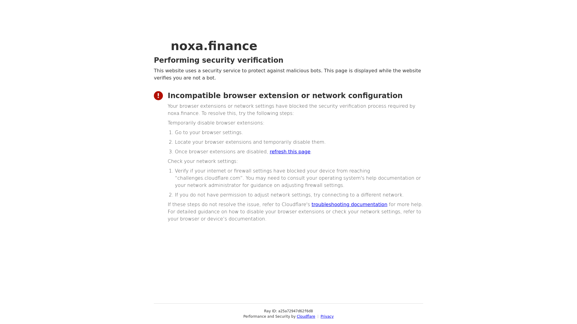 Screenshot of noxa.finance