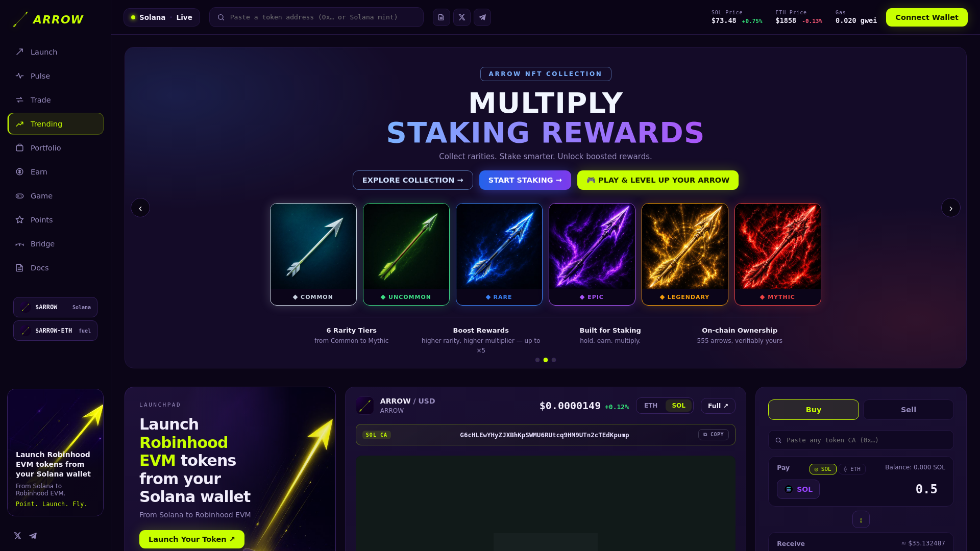 Screenshot of launcharrow.xyz