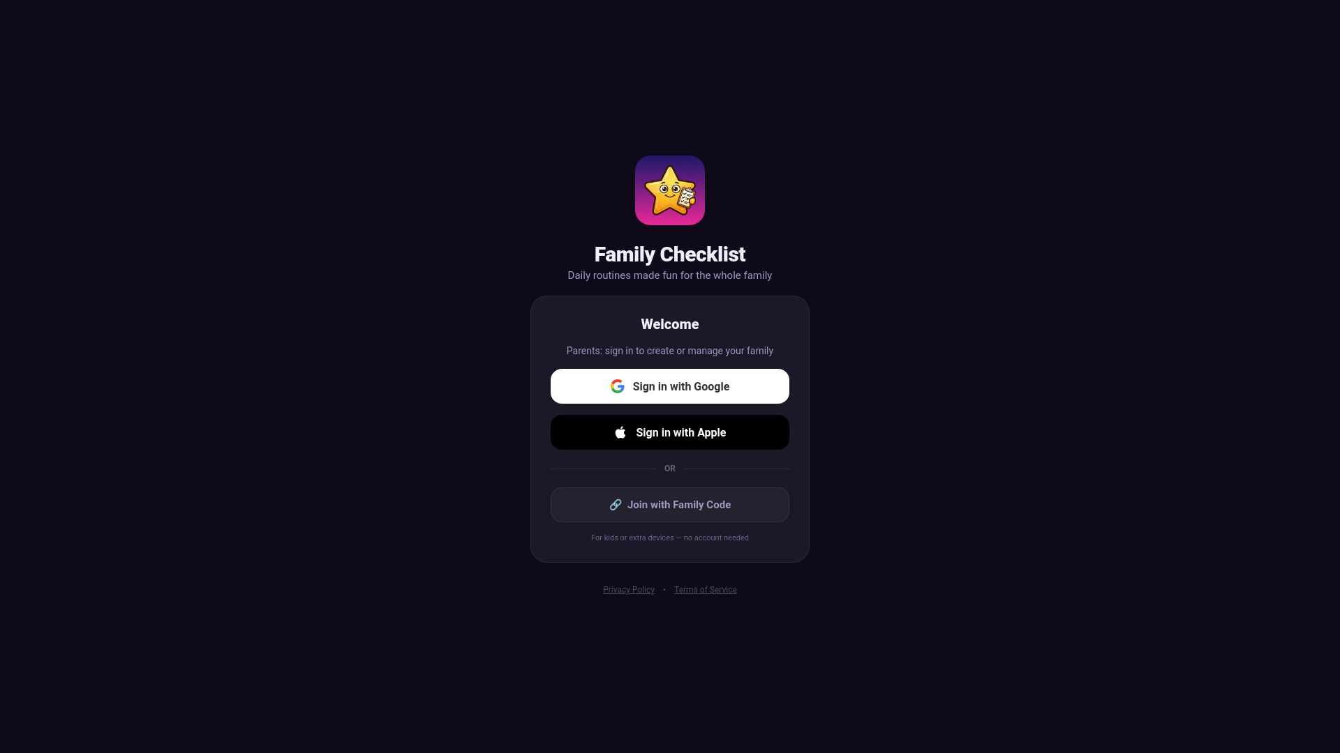 Stored capture of familychecklist.app