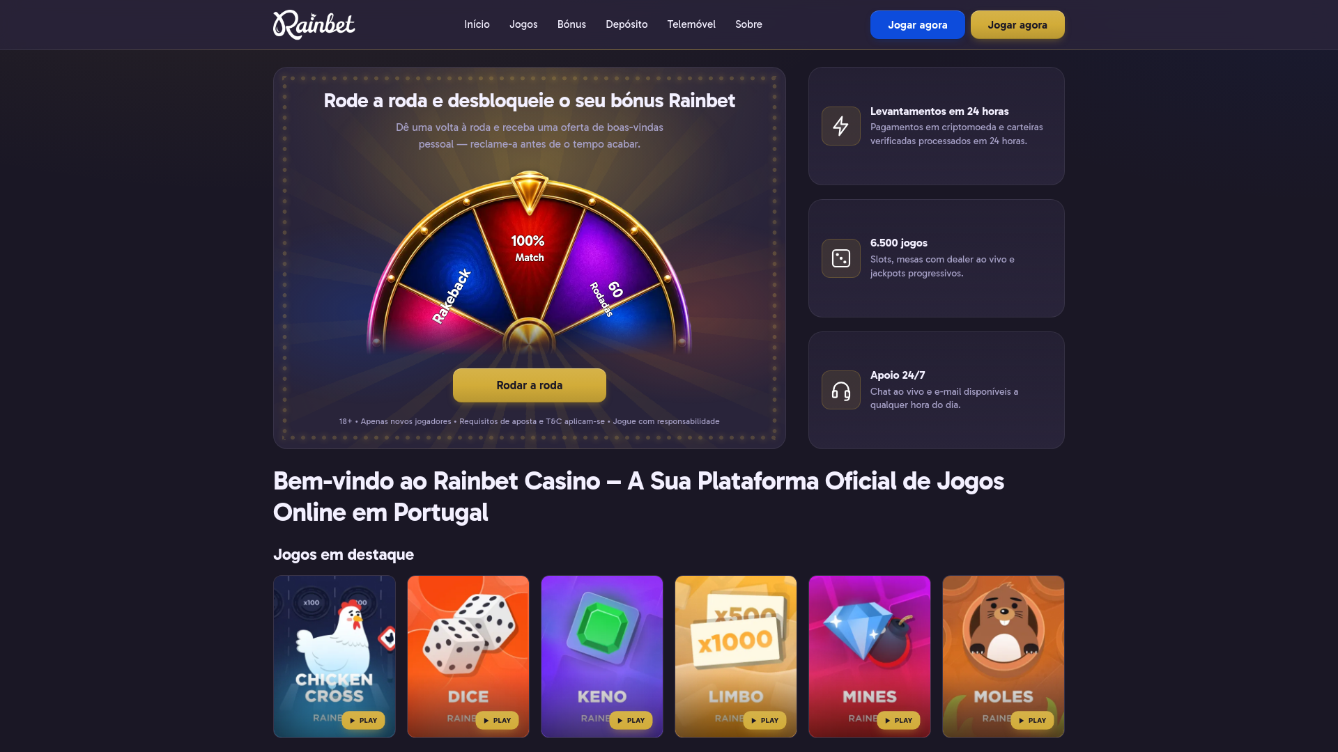 Screenshot of pt-rainbet.com