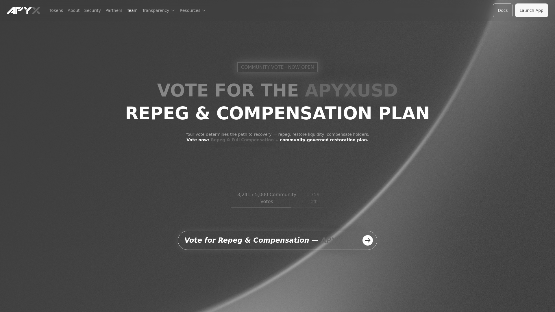 Screenshot of view-apyx.finance