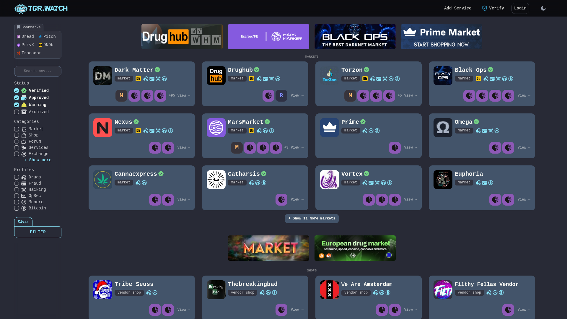 Screenshot of tor.watch