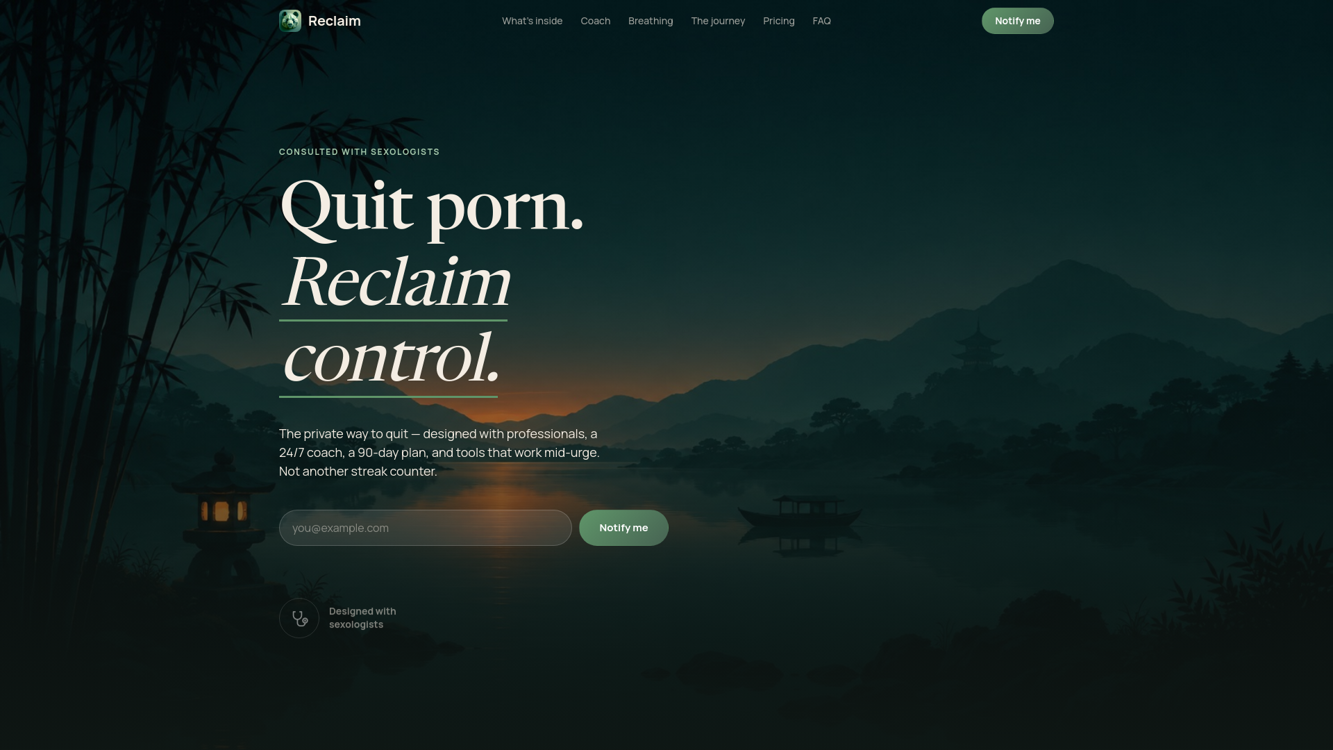Screenshot of reclaim-app.co
