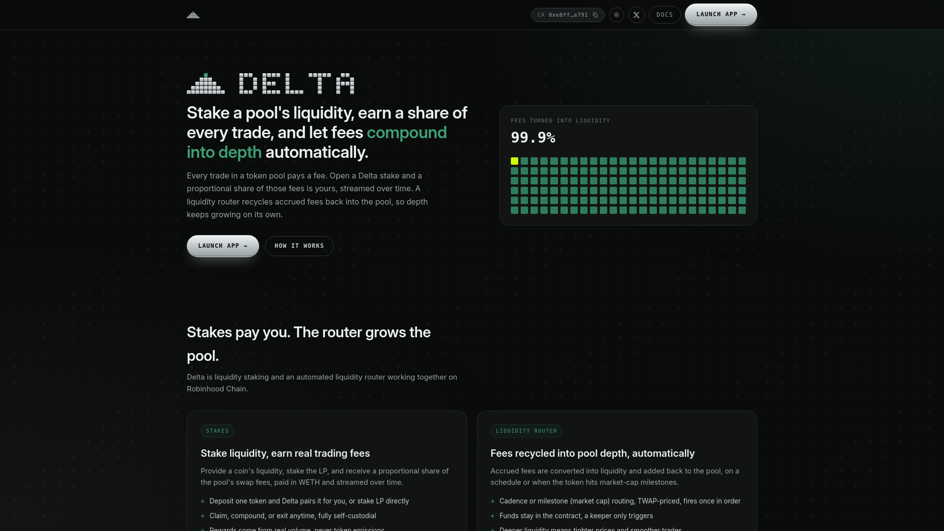 Screenshot of deltaliquidity.app