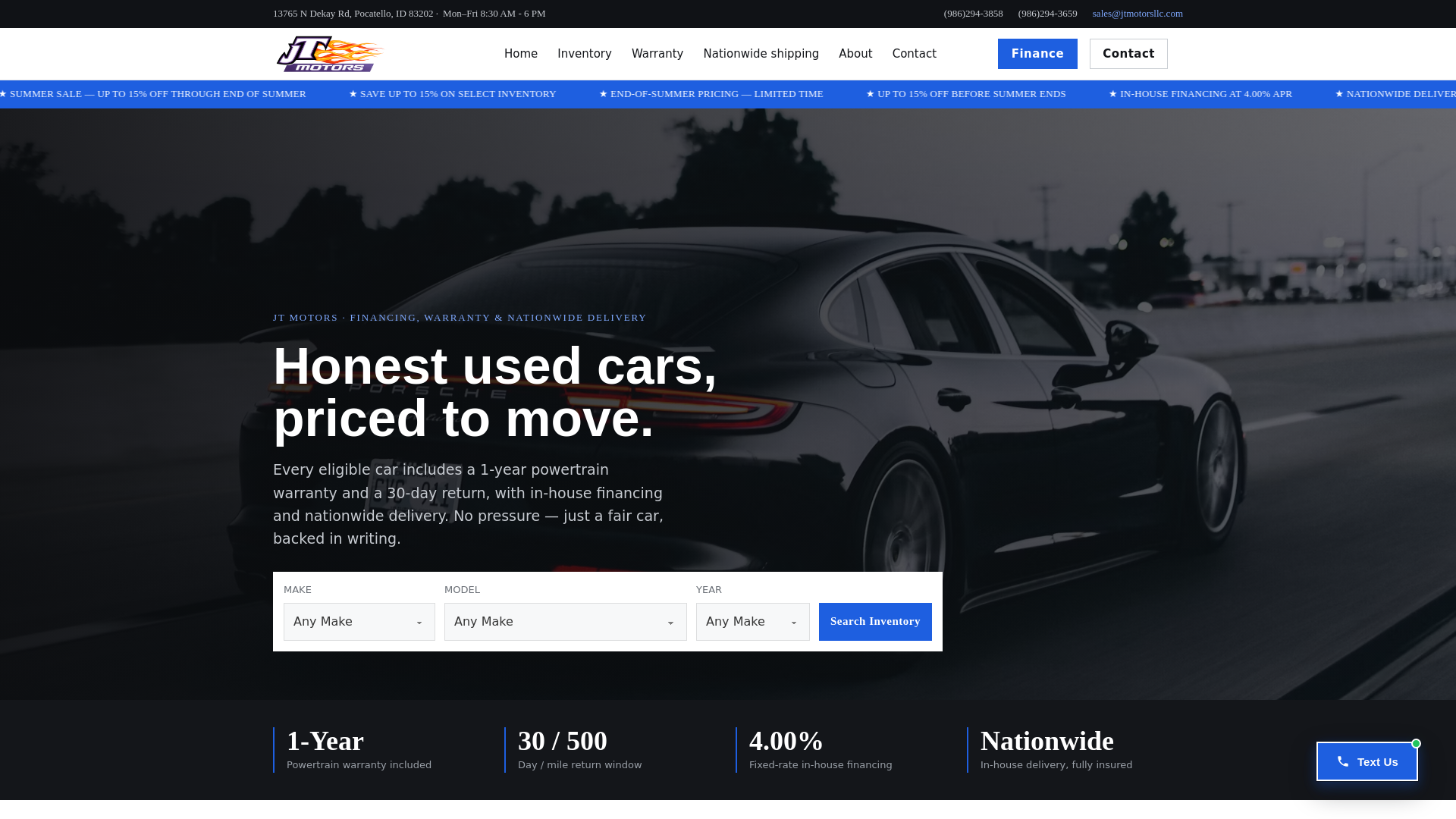 Screenshot of j-t-motors.com