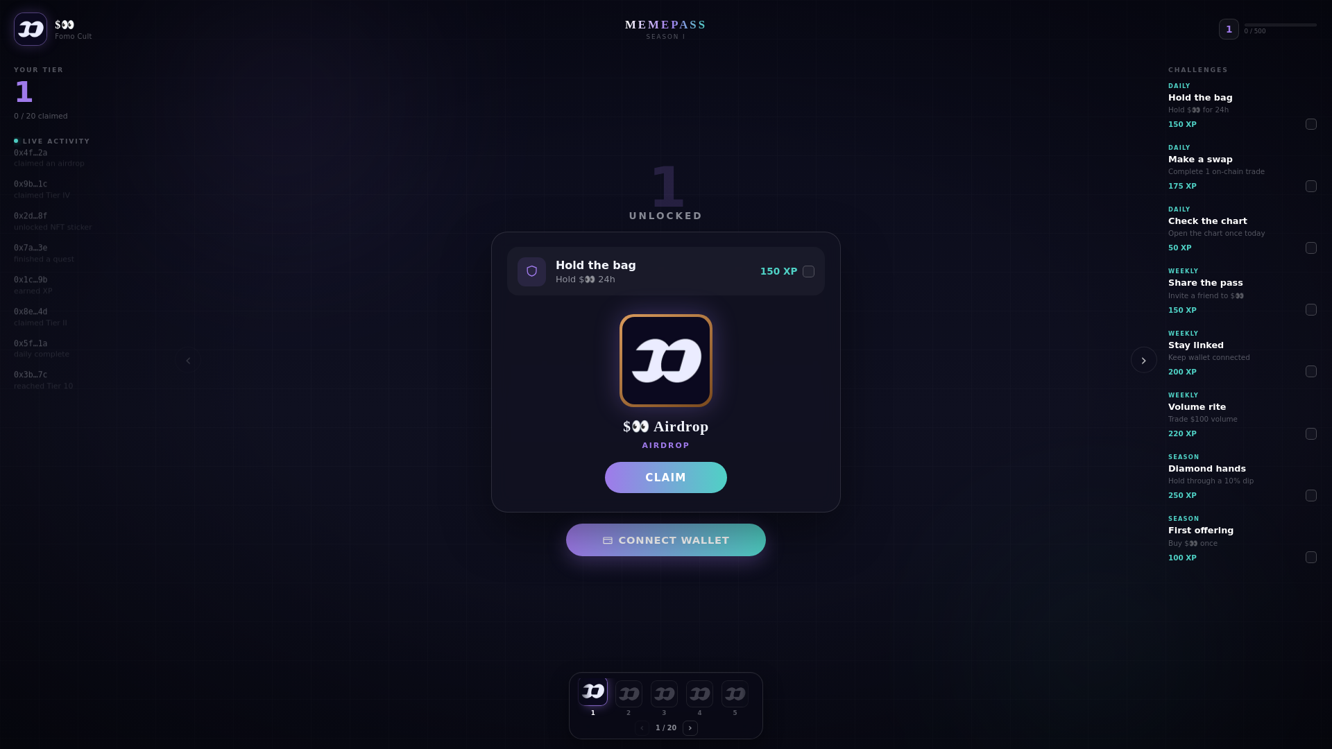 Screenshot of fomocult.memepasses.io