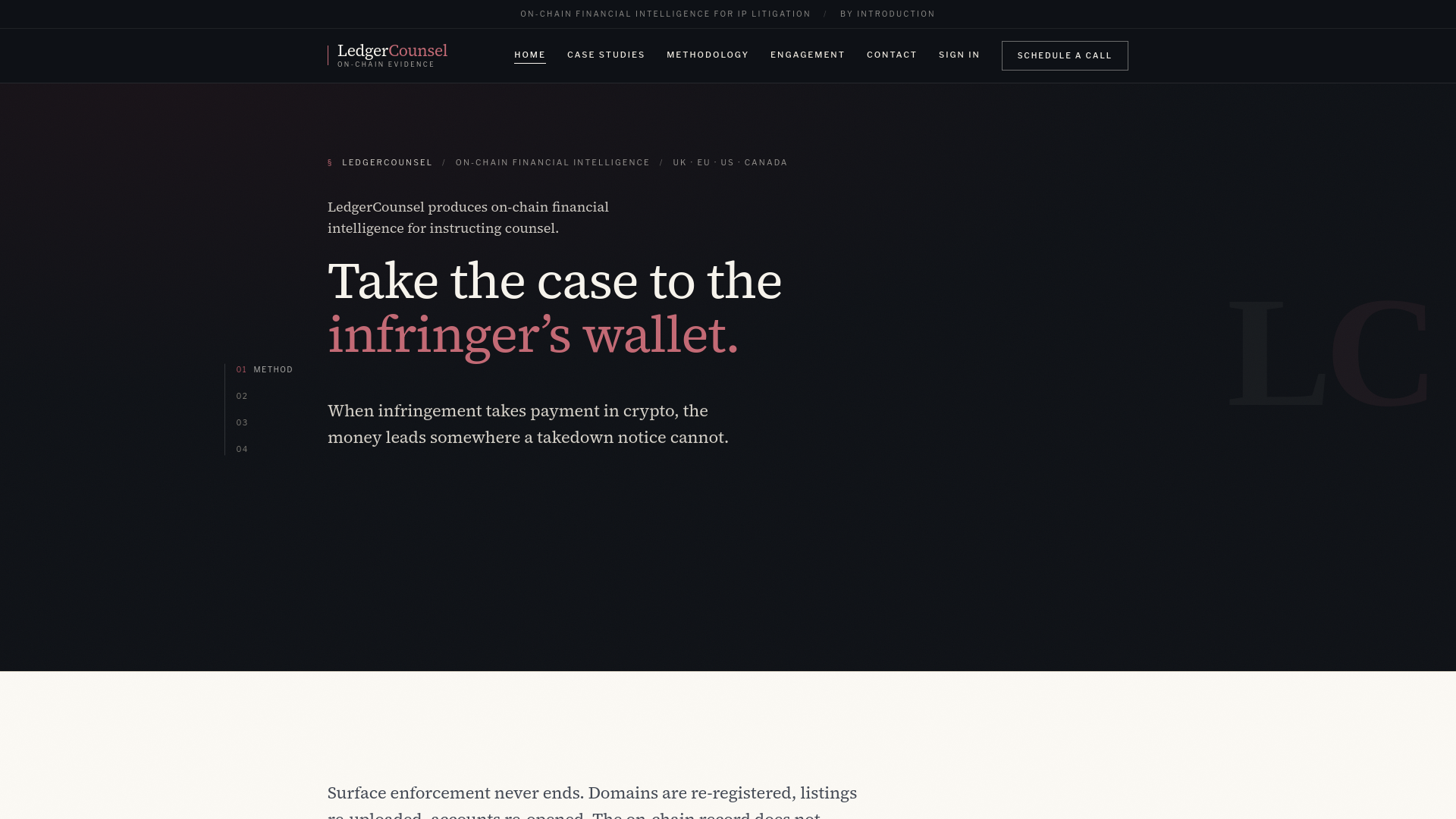Screenshot of ledger-counsel.com