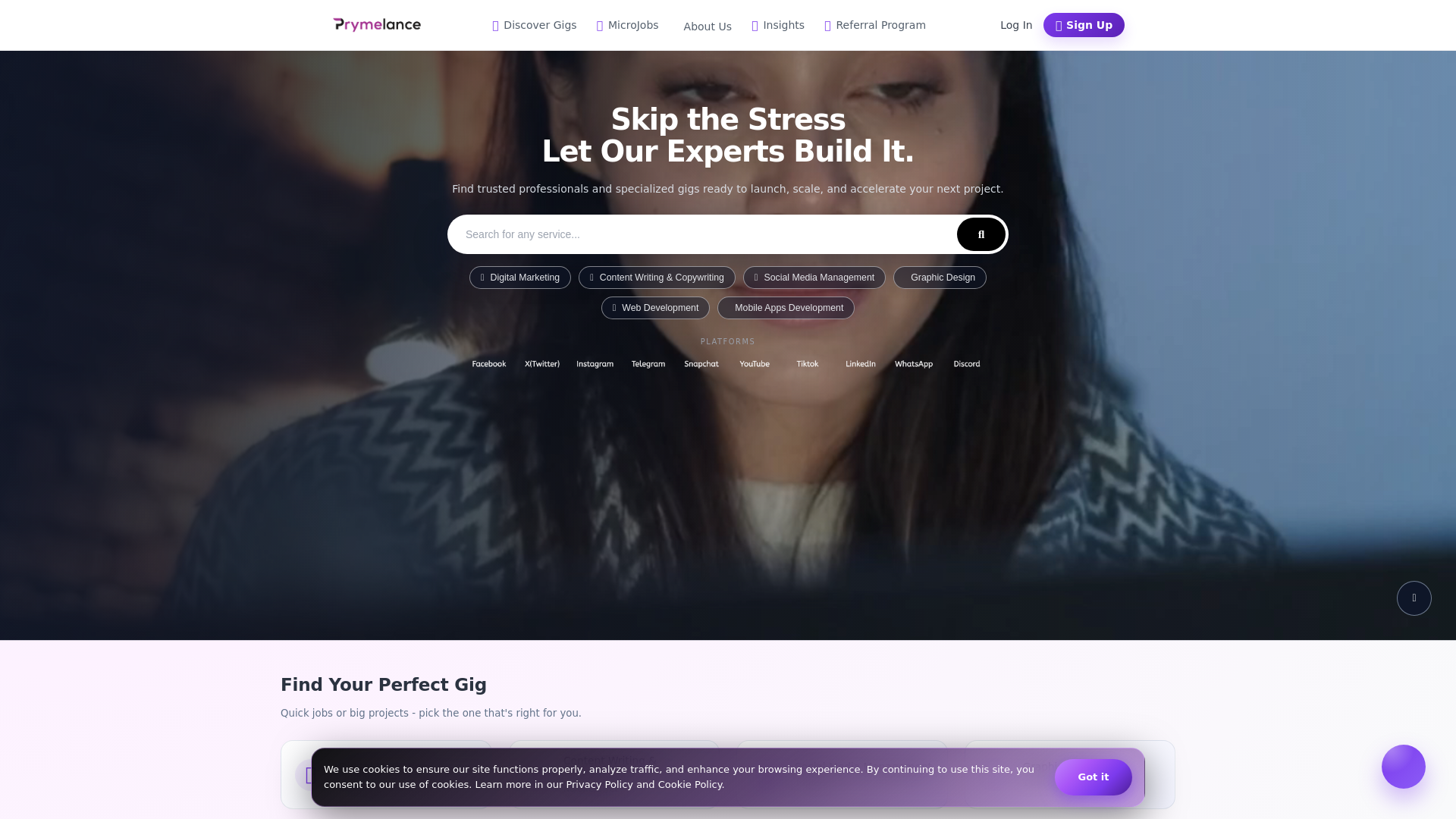 Screenshot of prymelance.com