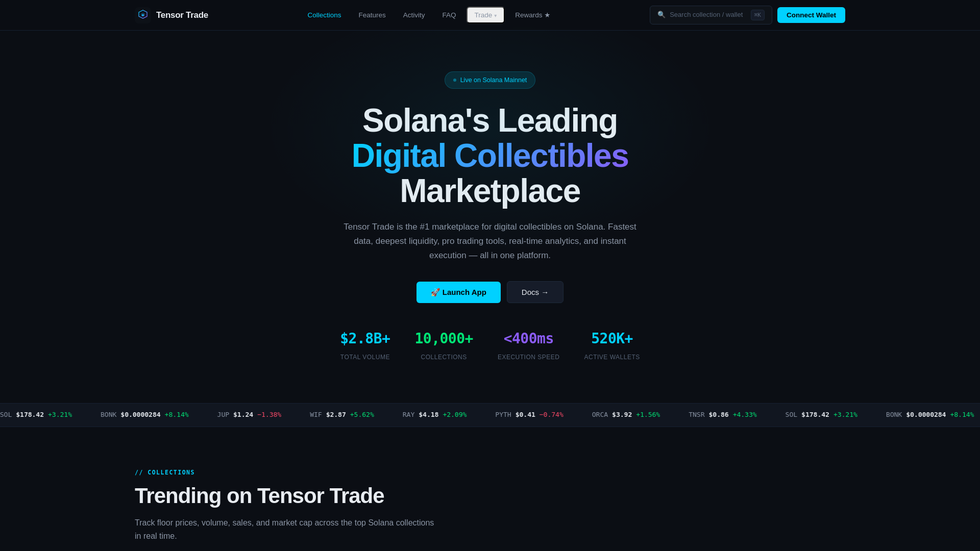Screenshot of tensor-trade.net