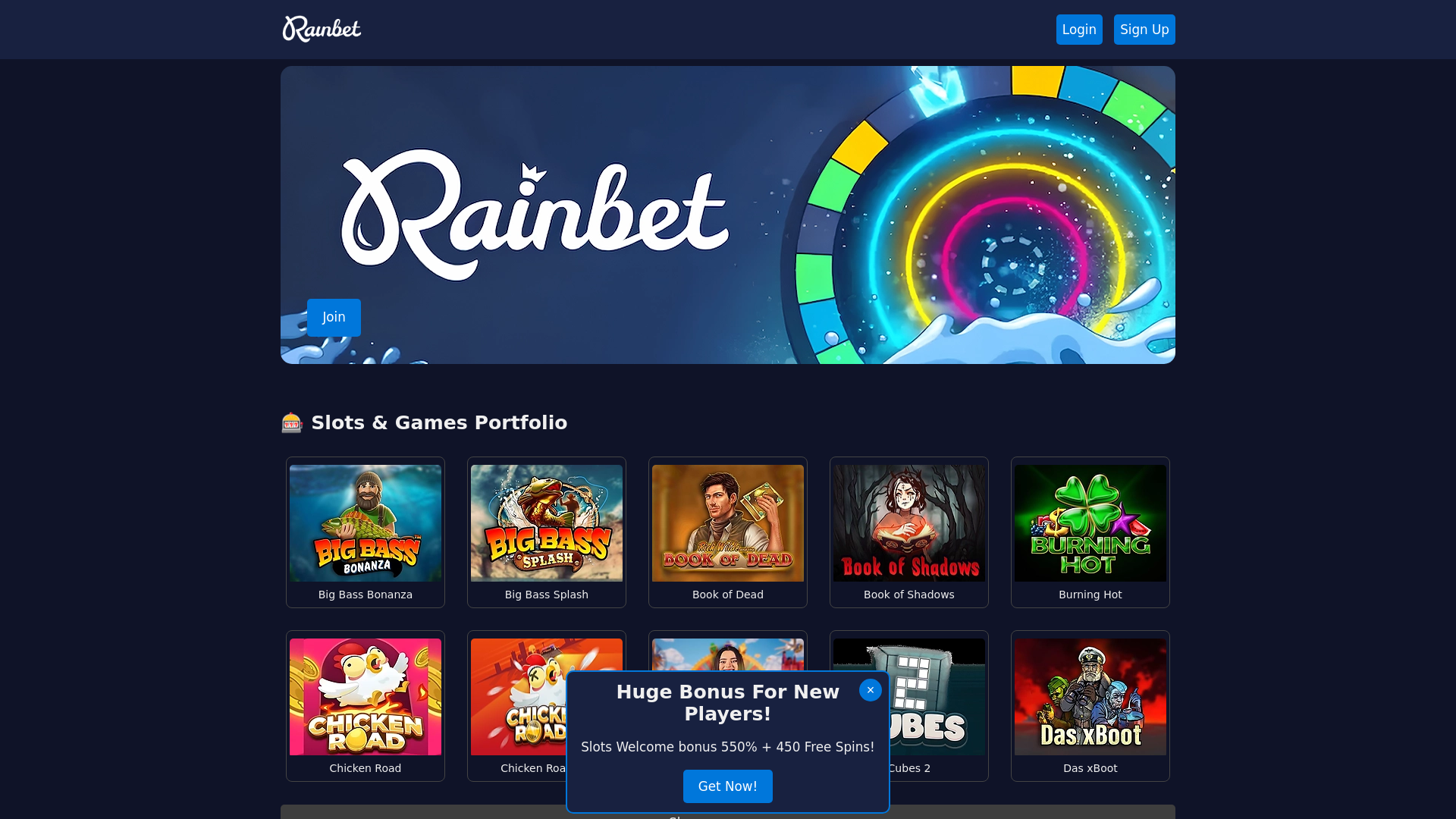 Screenshot of rainbetuk.com