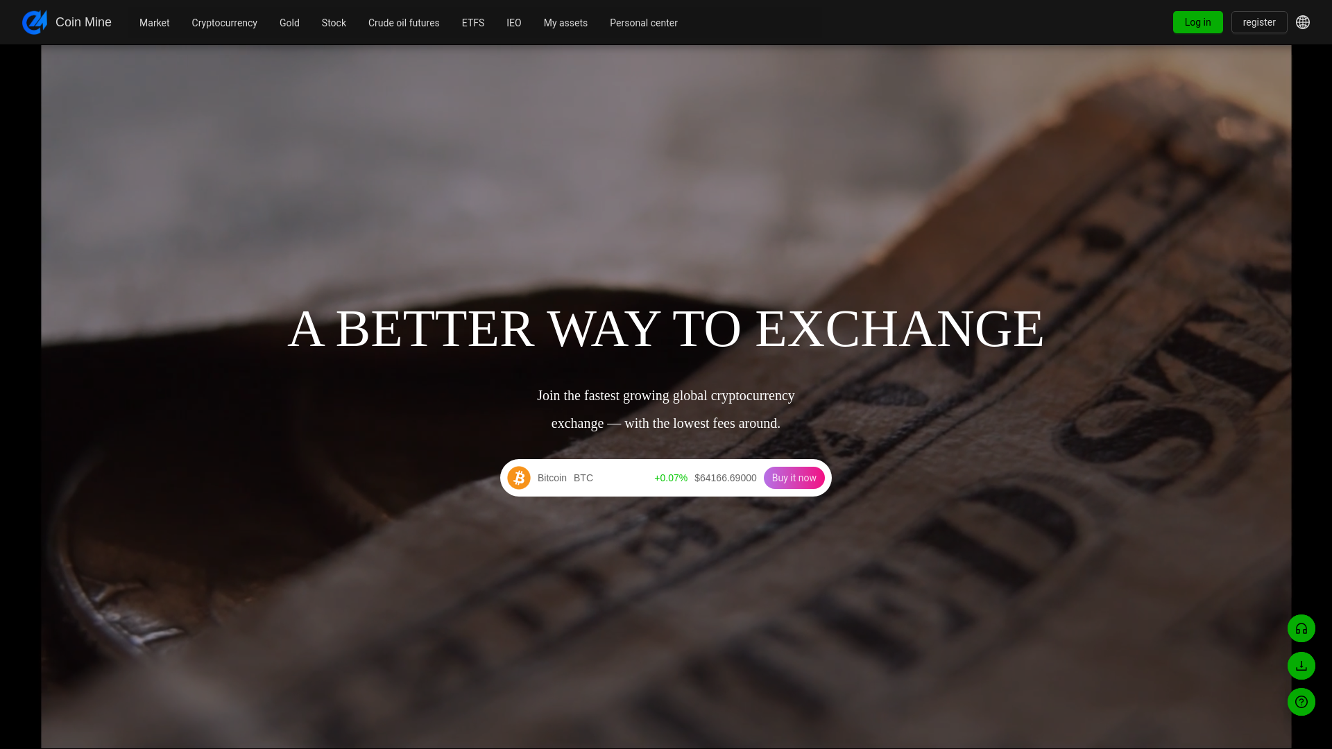 Screenshot of coinmexchange.com
