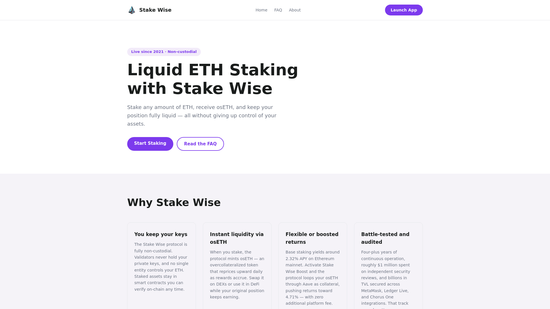 Screenshot of stake-wise.org