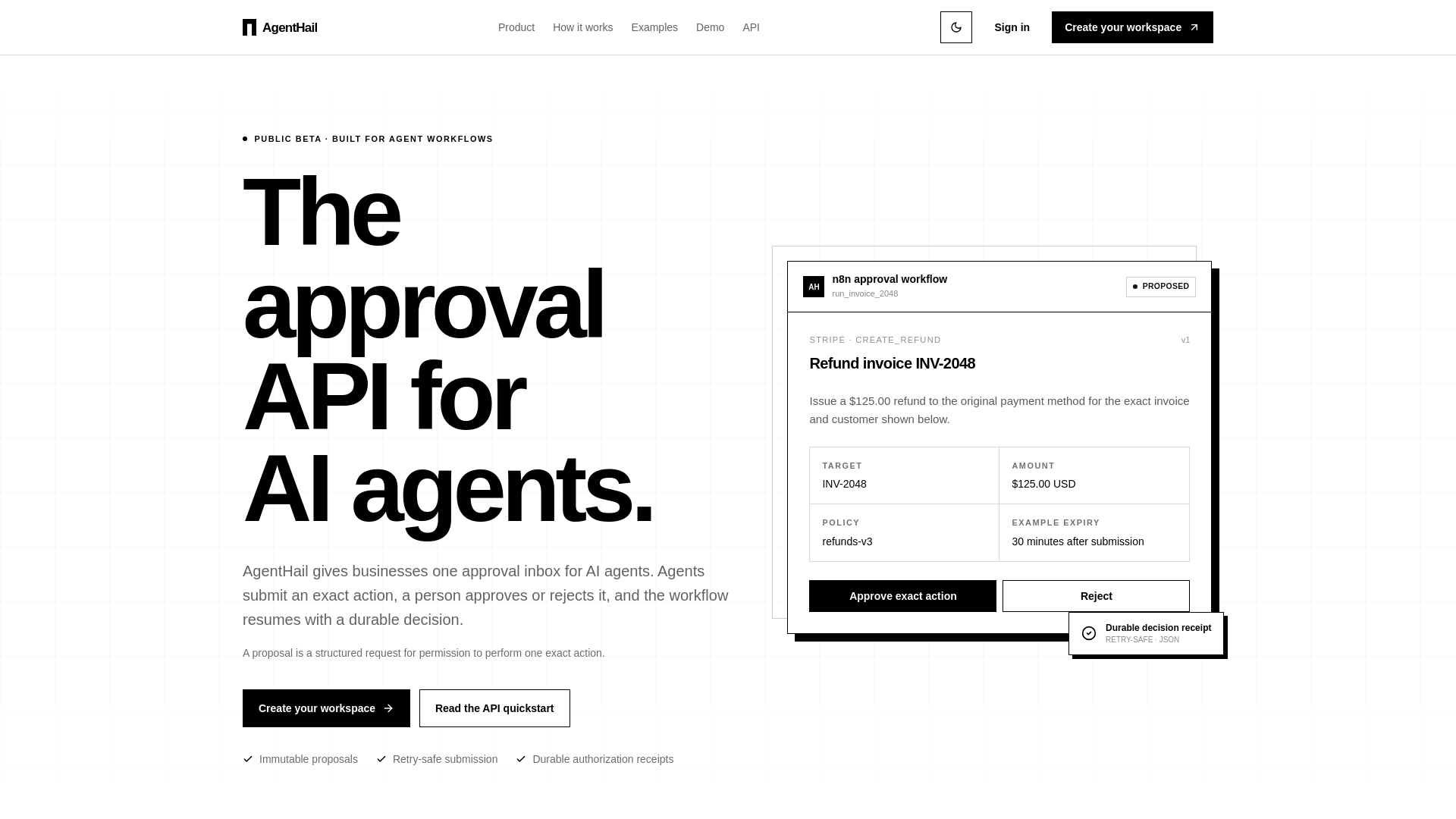 Screenshot of agenthail.com
