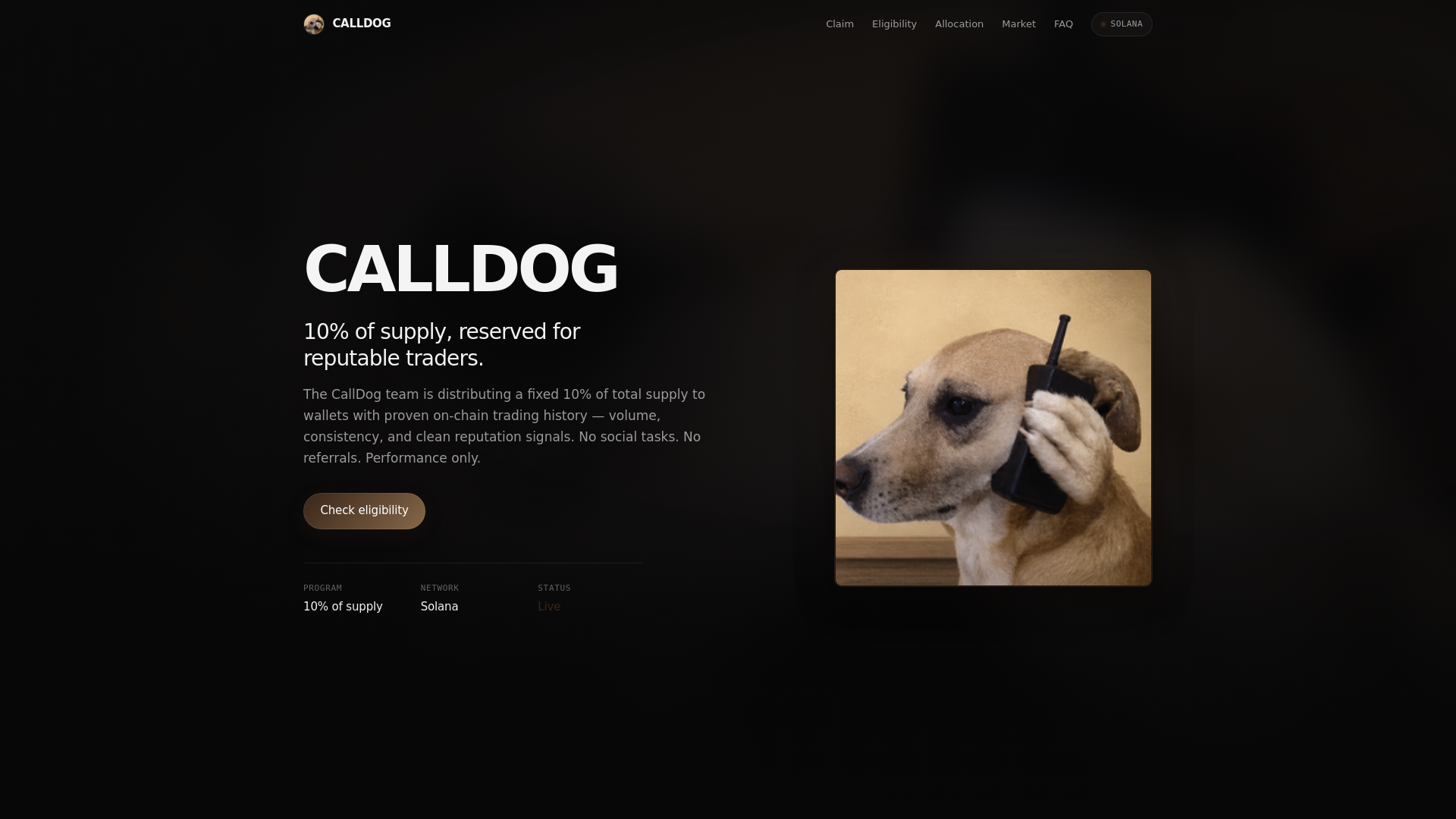 Screenshot of calldog.memepage.io