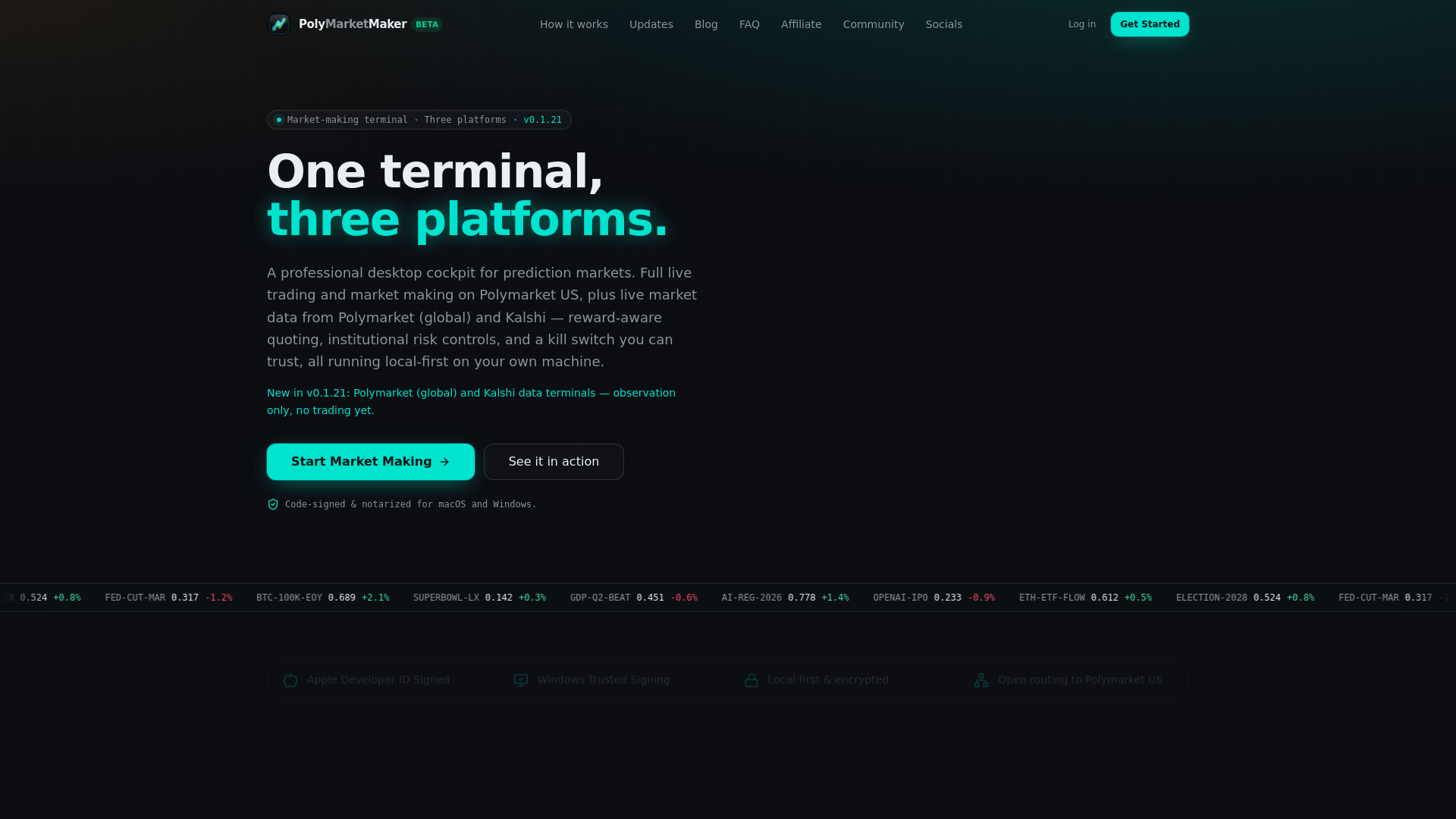 Screenshot of polymarketmaker.io