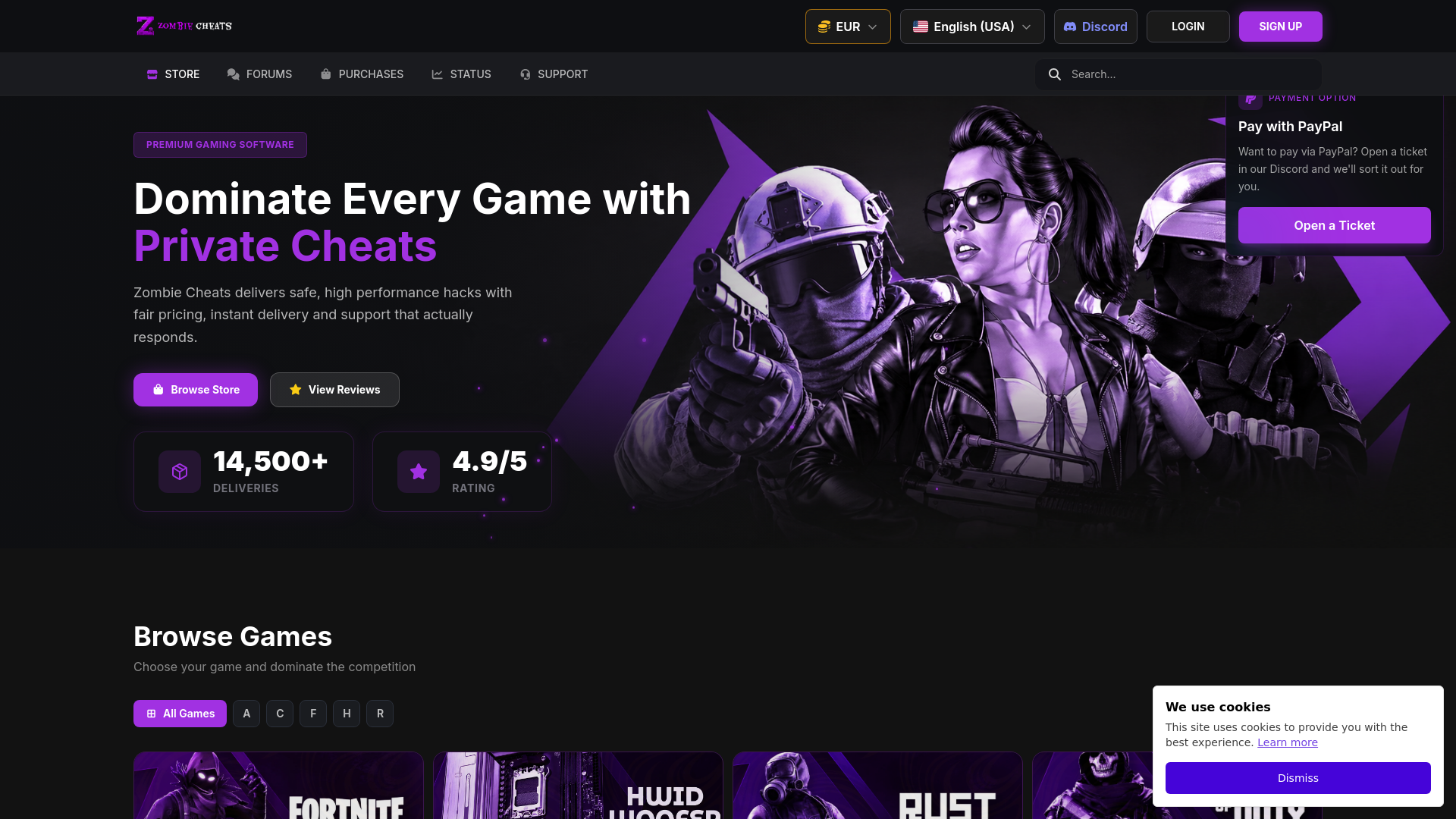 Screenshot of zombiecheats.com