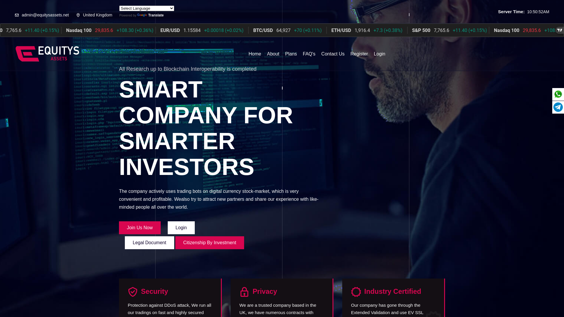 Stored capture of equitysassets.net
