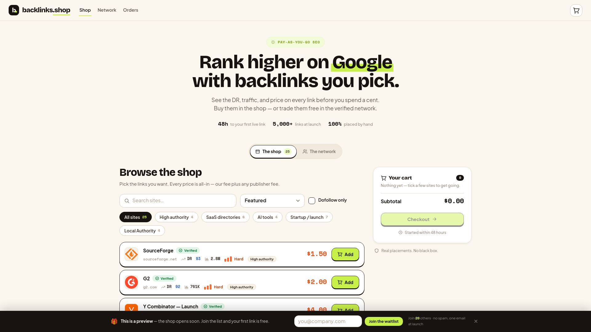 Screenshot of backlinks.shop