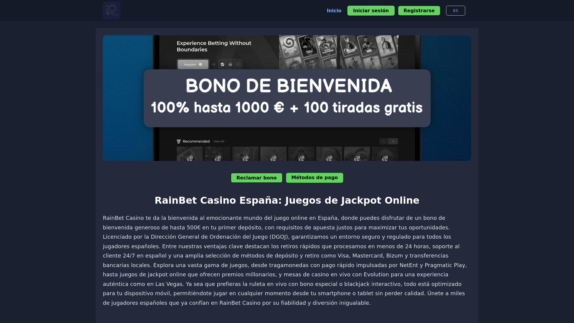 Screenshot of rainbet-es.com