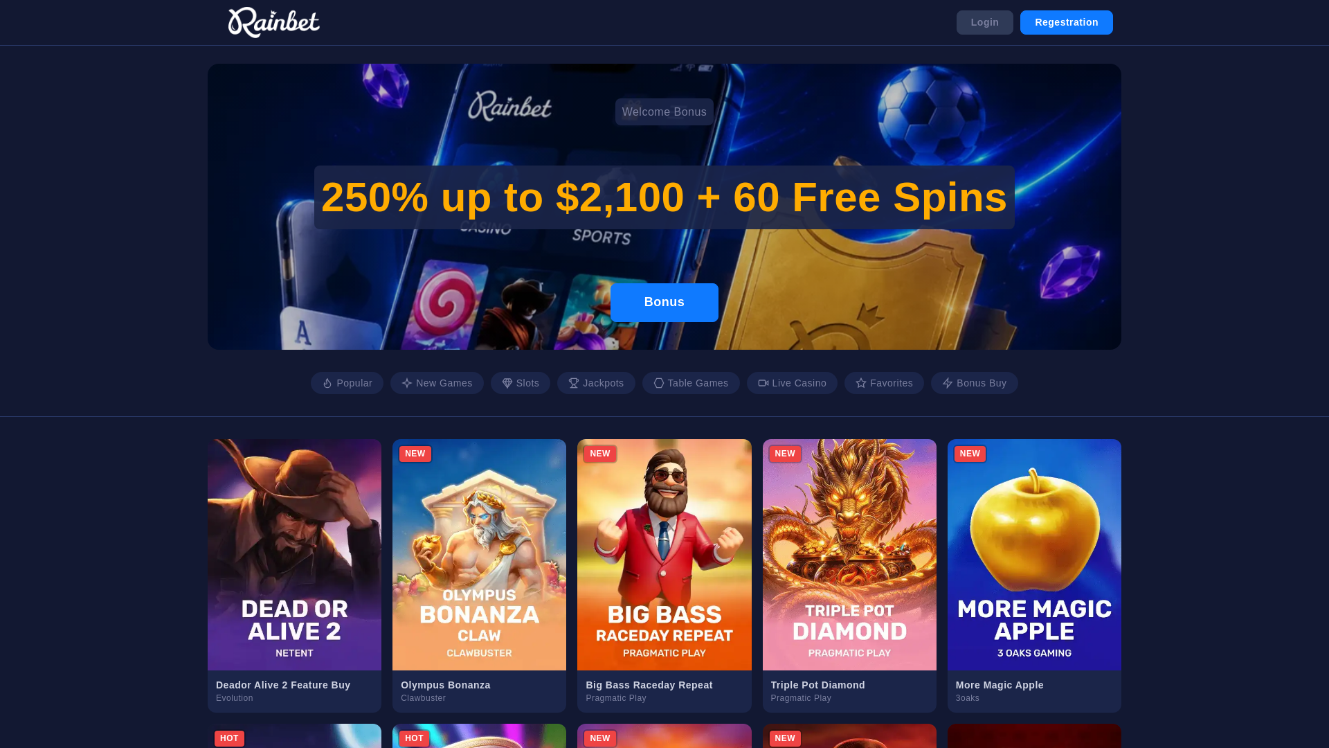 Screenshot of rainbetofficial.ca