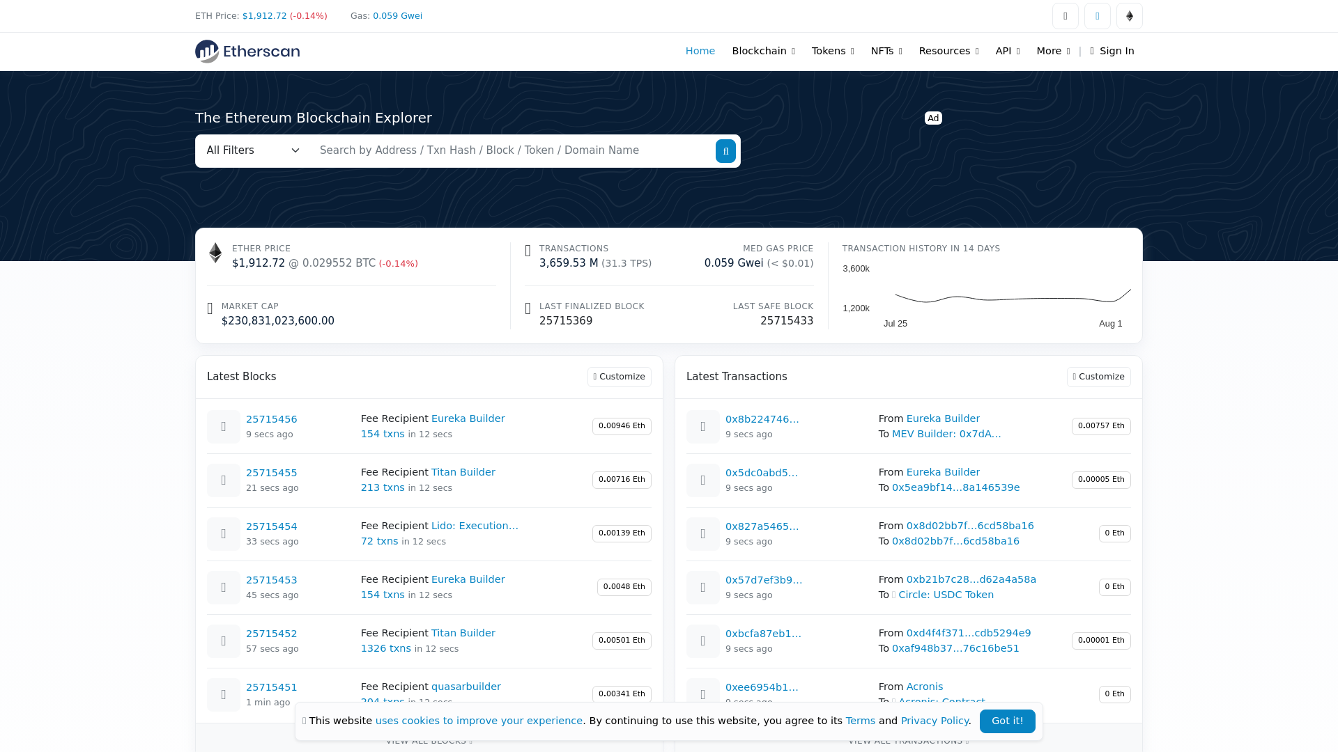 Screenshot of etherscan.cz