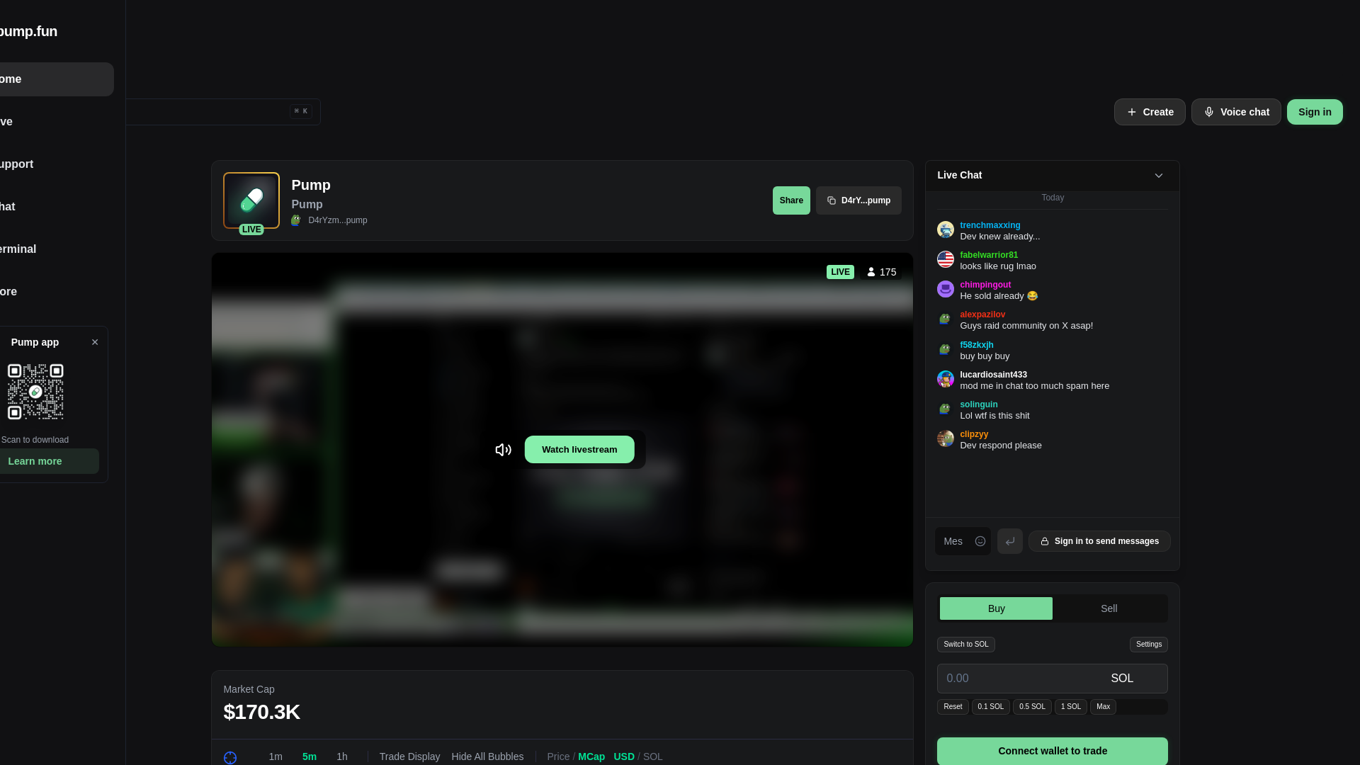 Screenshot of pump-fun.solstream.cc