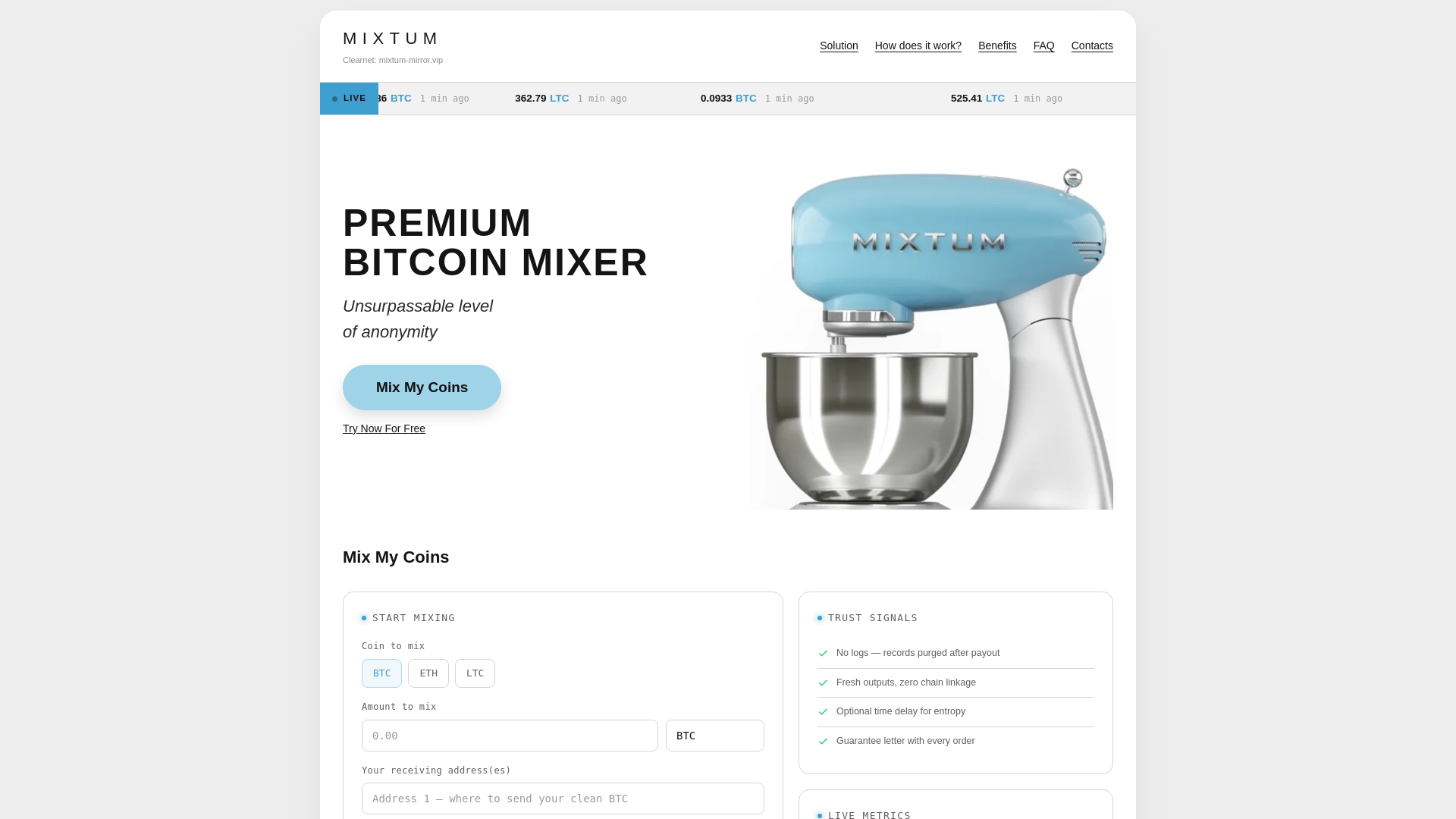 Screenshot of mixtum-mixer.top