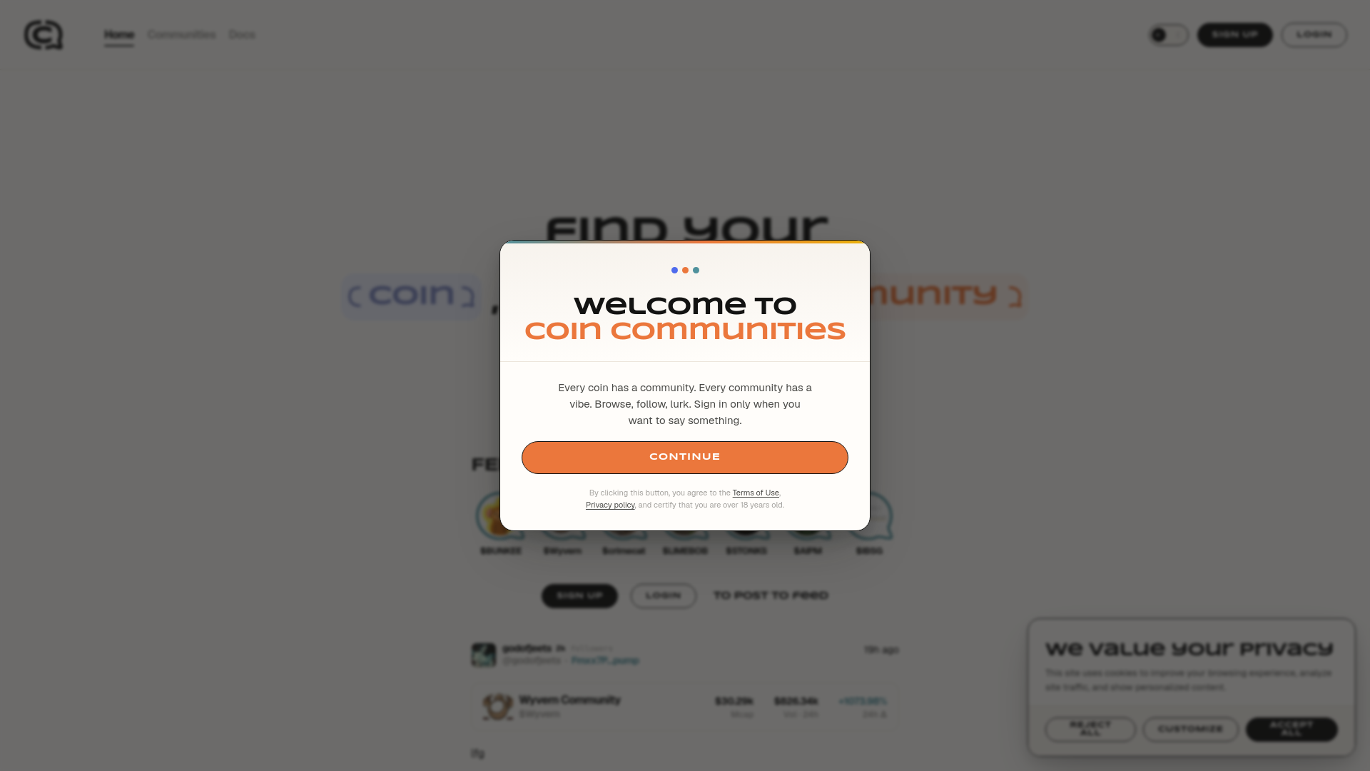 Screenshot of coincommunities.org