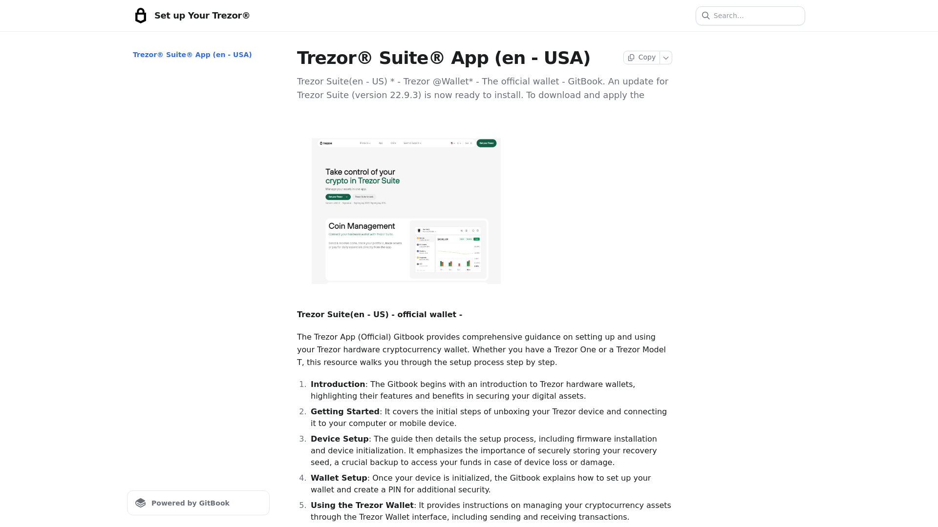 Stored capture of trezorhsuietorg.gitbook.io