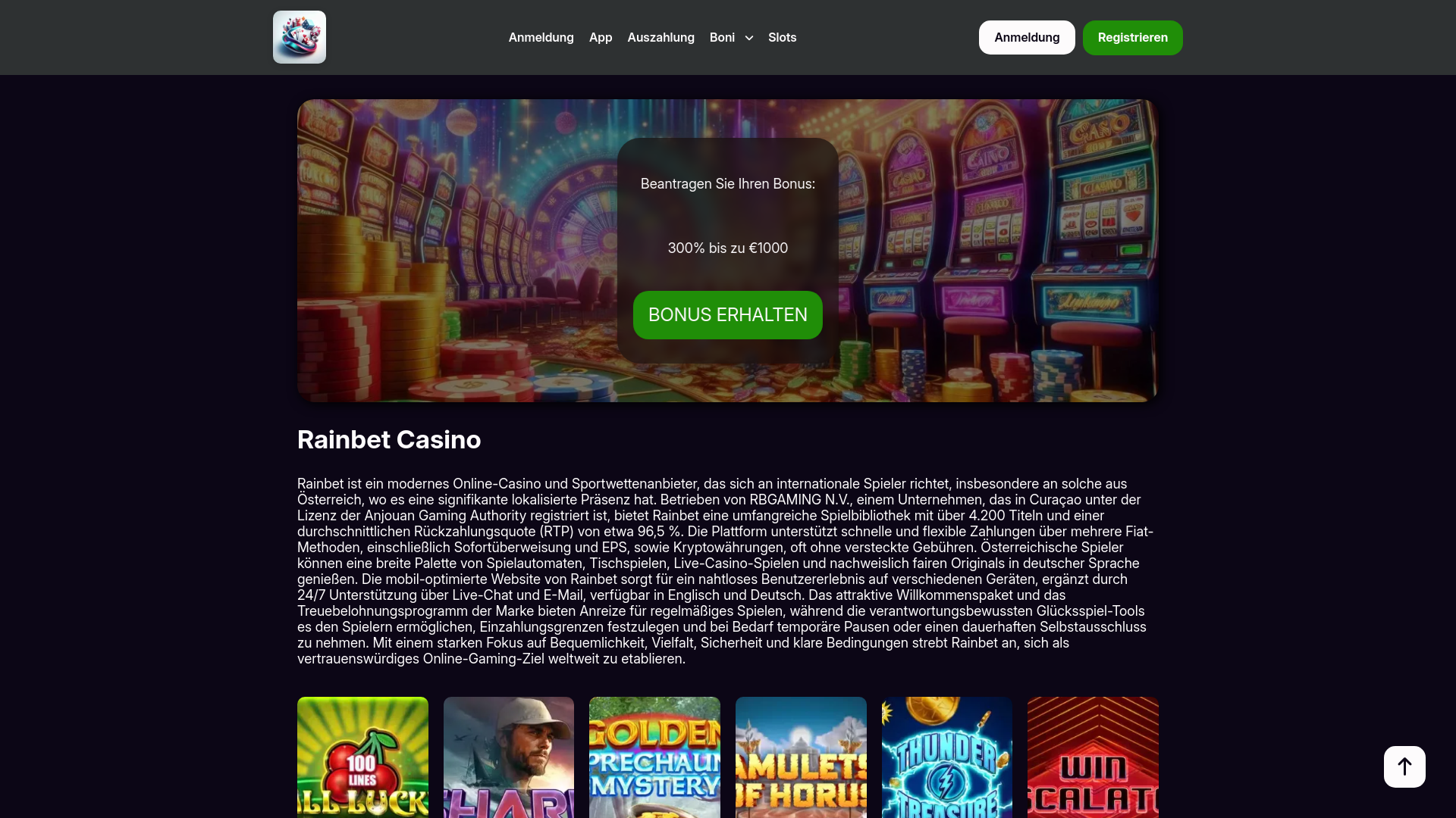 Screenshot of rainbet.or.at