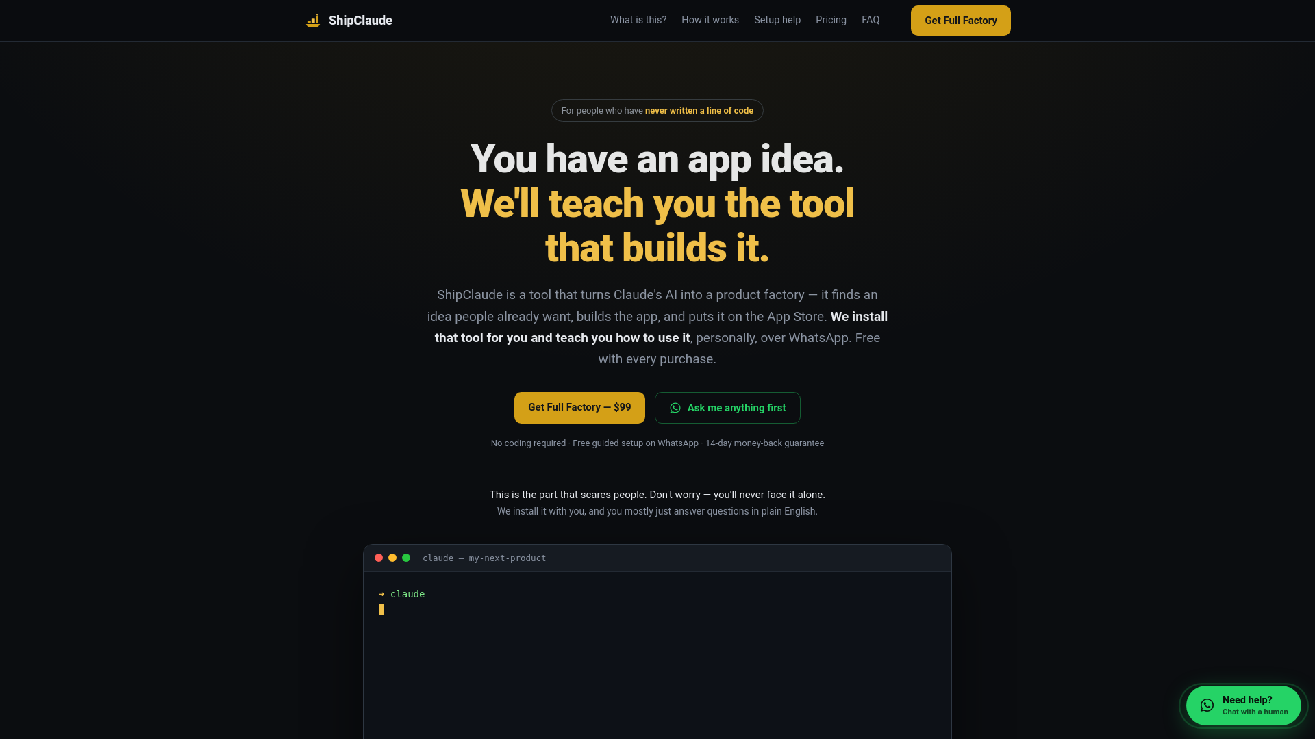 Screenshot of shipclaude.com