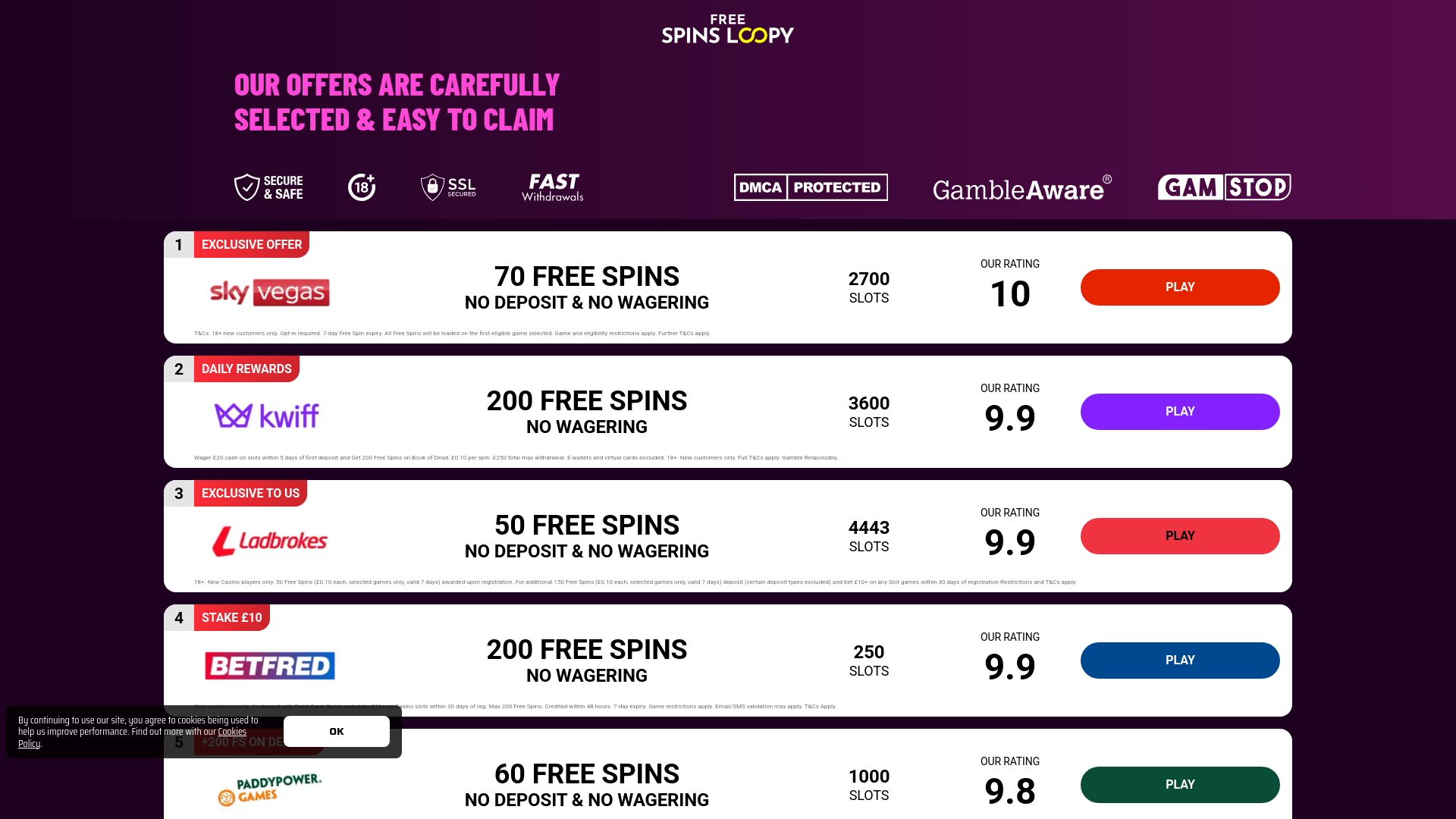 Stored capture of freespinsloopy.com