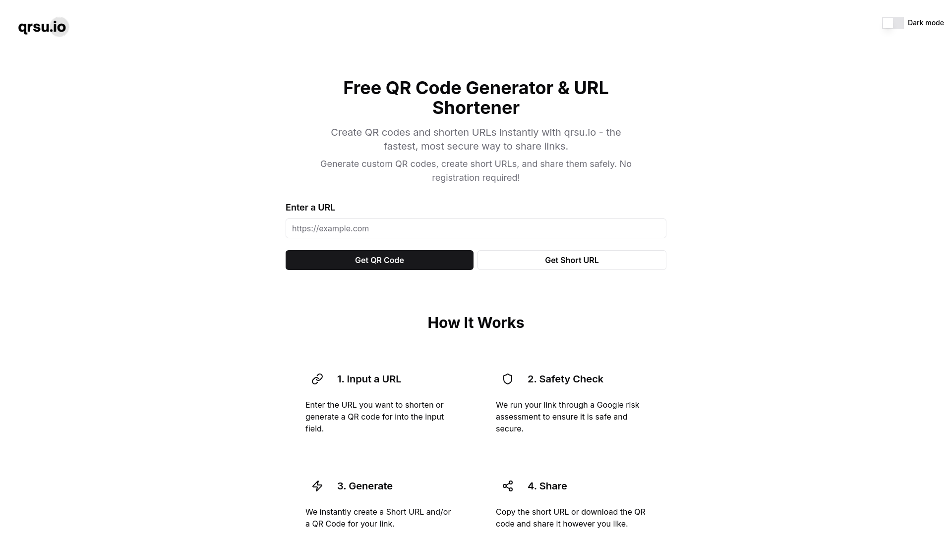 Screenshot of qrsu.io