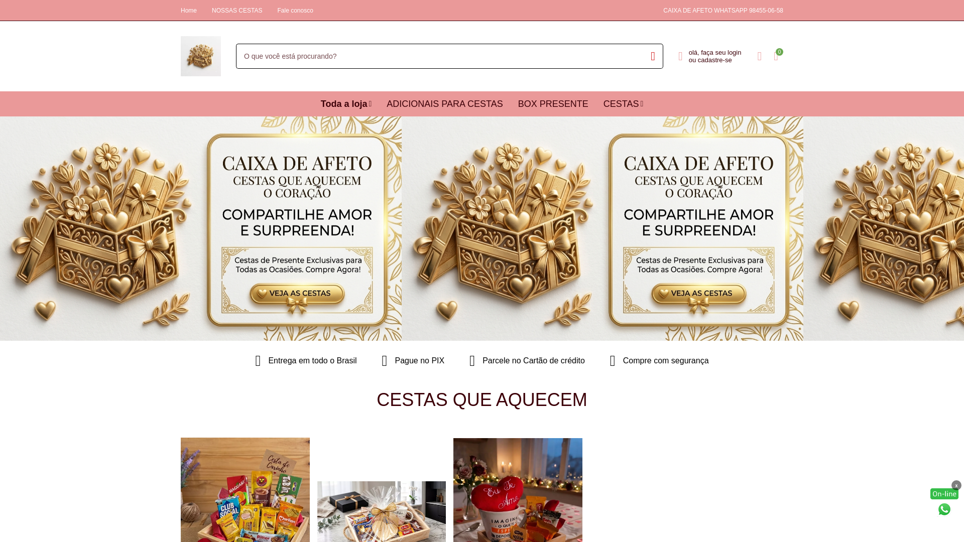 Screenshot of caixadeafetocestas.com.br