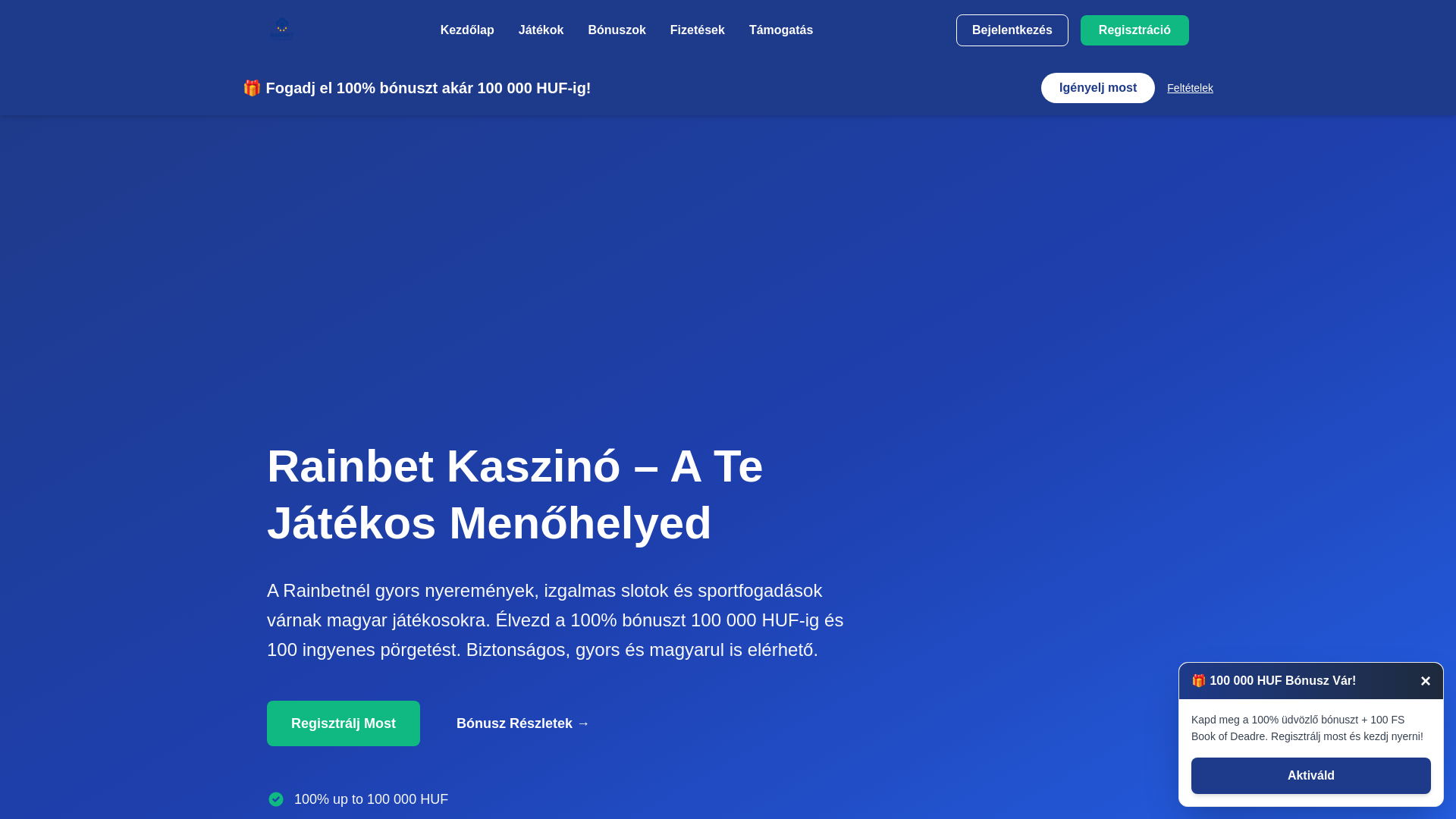 Screenshot of rainbet-hungary.com