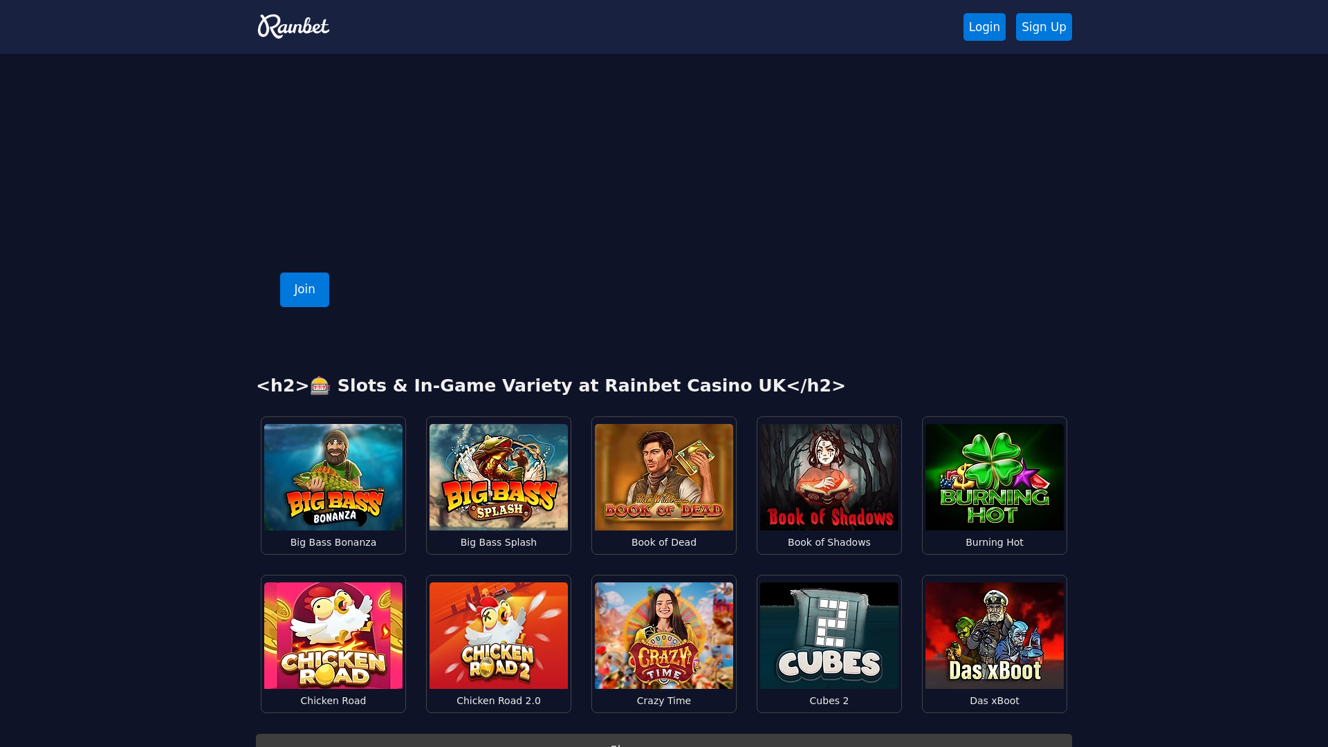 Screenshot of rainbetcasinouk.net