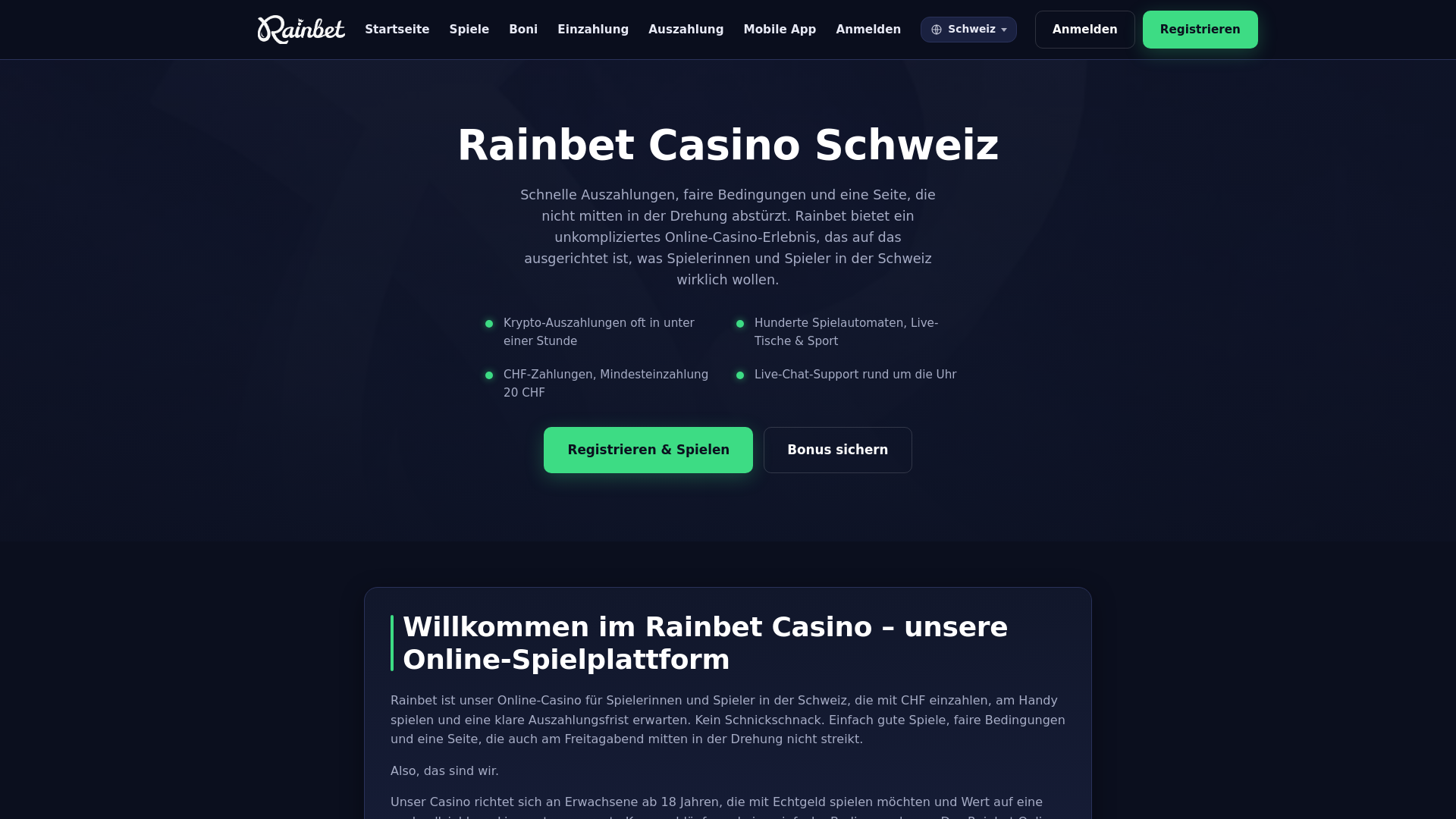 Screenshot of rainbetswiss.ch
