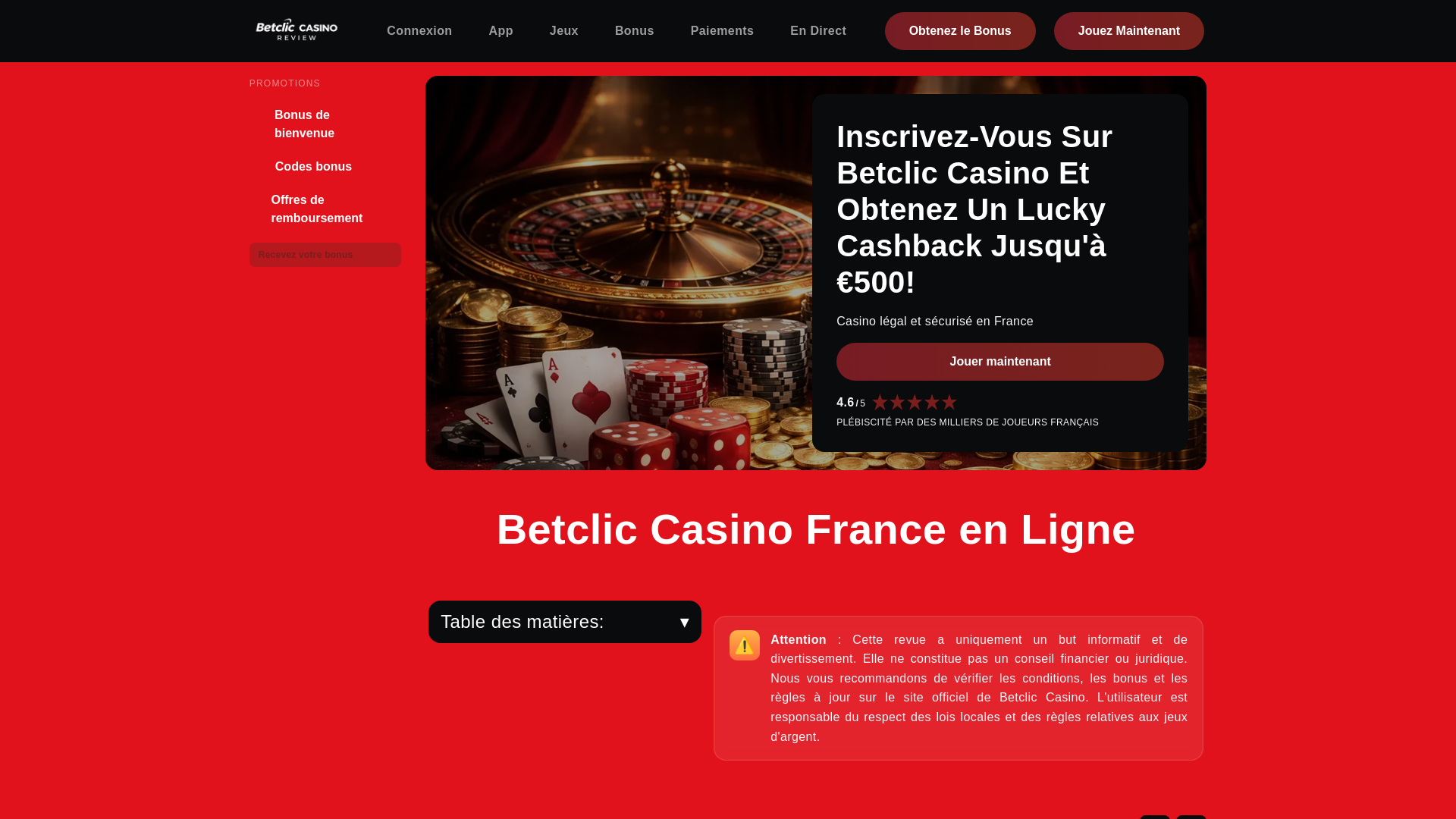 Stored capture of betcliccasinofrance.com