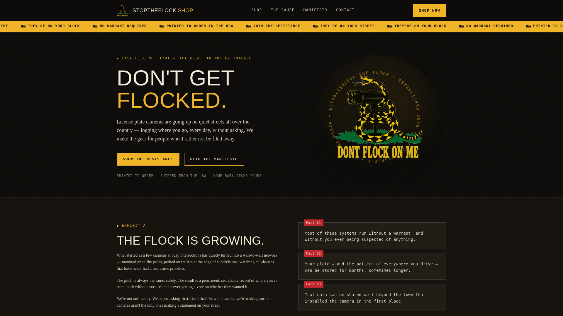 Screenshot of stoptheflock.shop