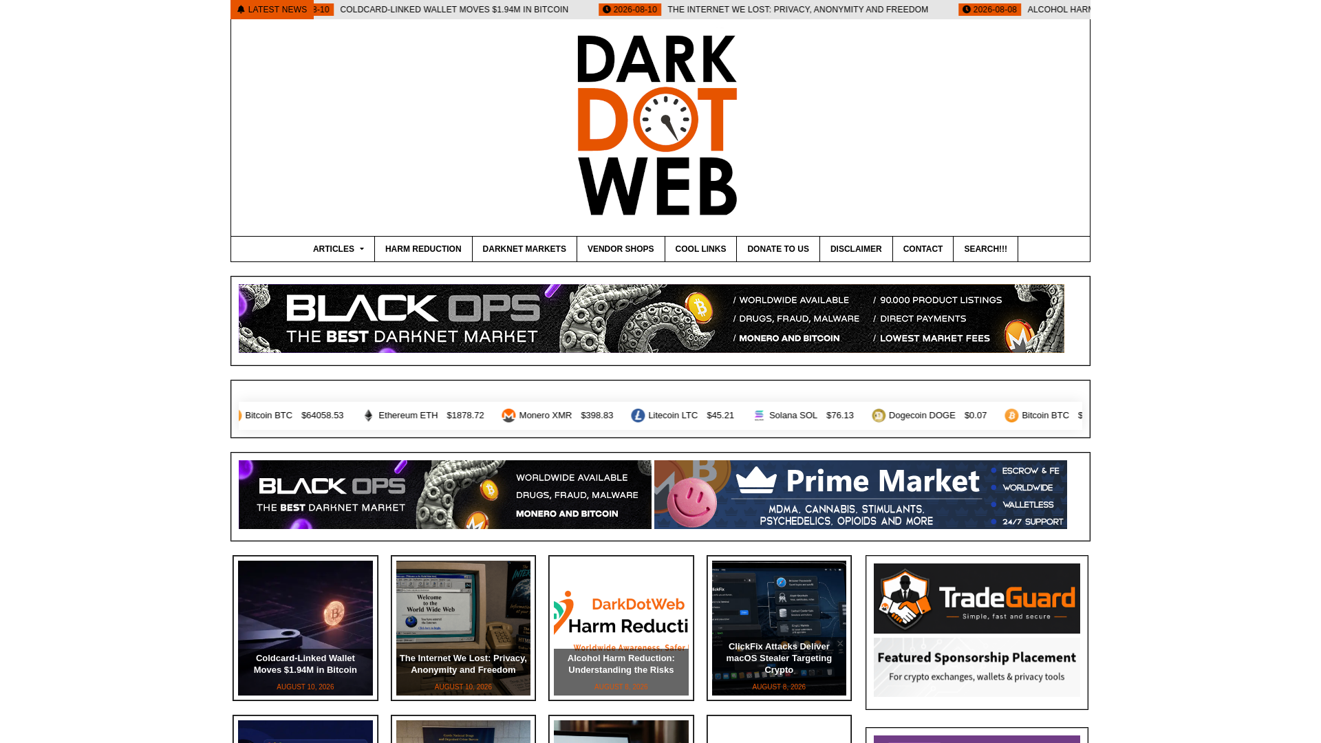 Screenshot of darkdotweb.com