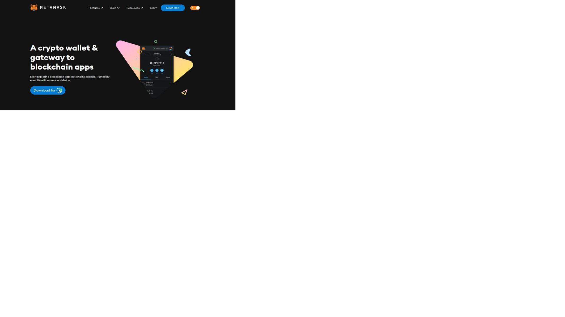 Screenshot of metamuskkchromextinson.webflow.io