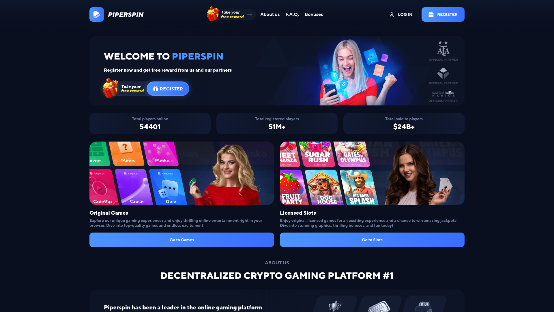 Screenshot of piperspin.club