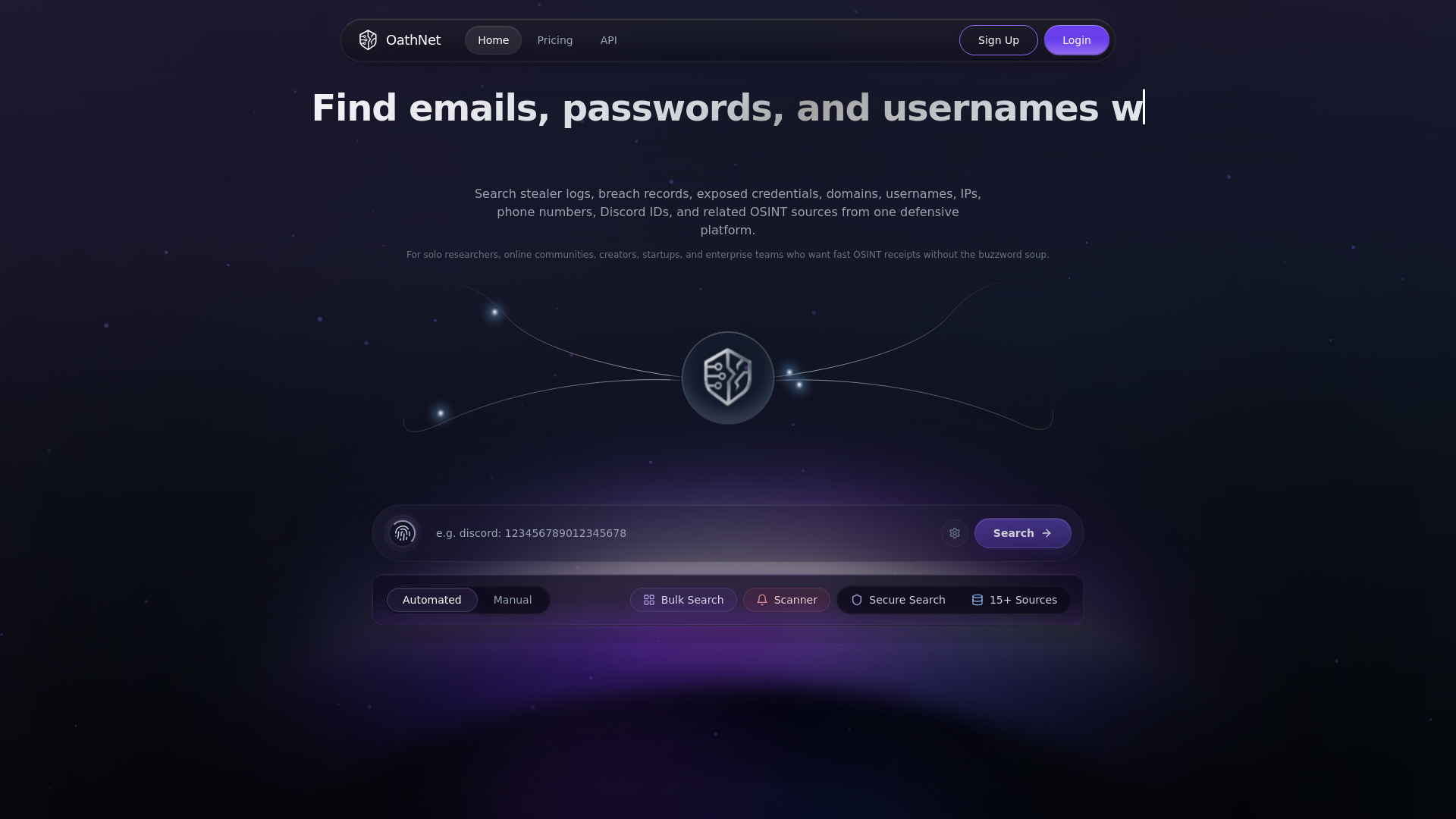 Screenshot of oathnet.org
